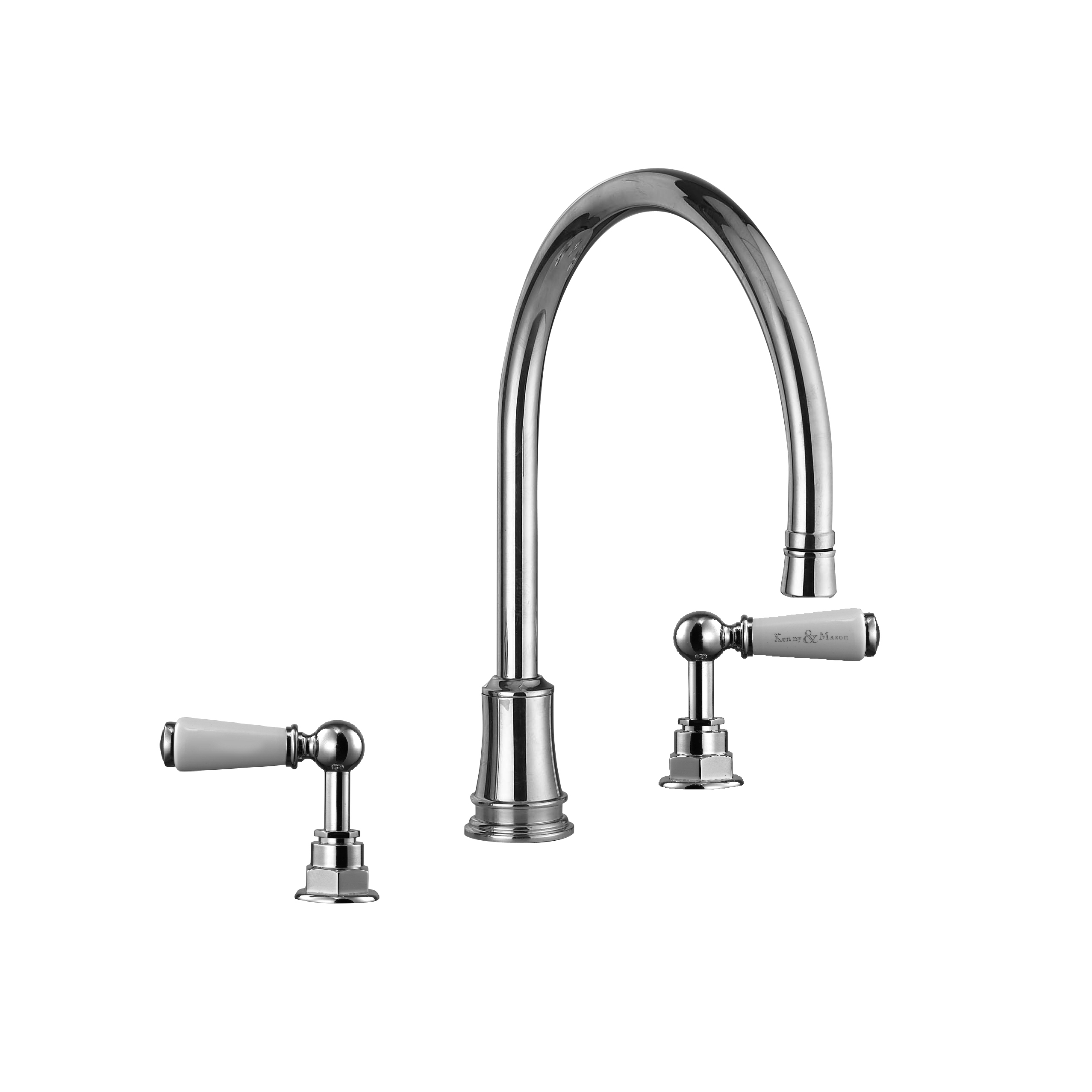 Mostrar el producto 3-hole kitchen mixer white levers del fabricante Kenny & Mason