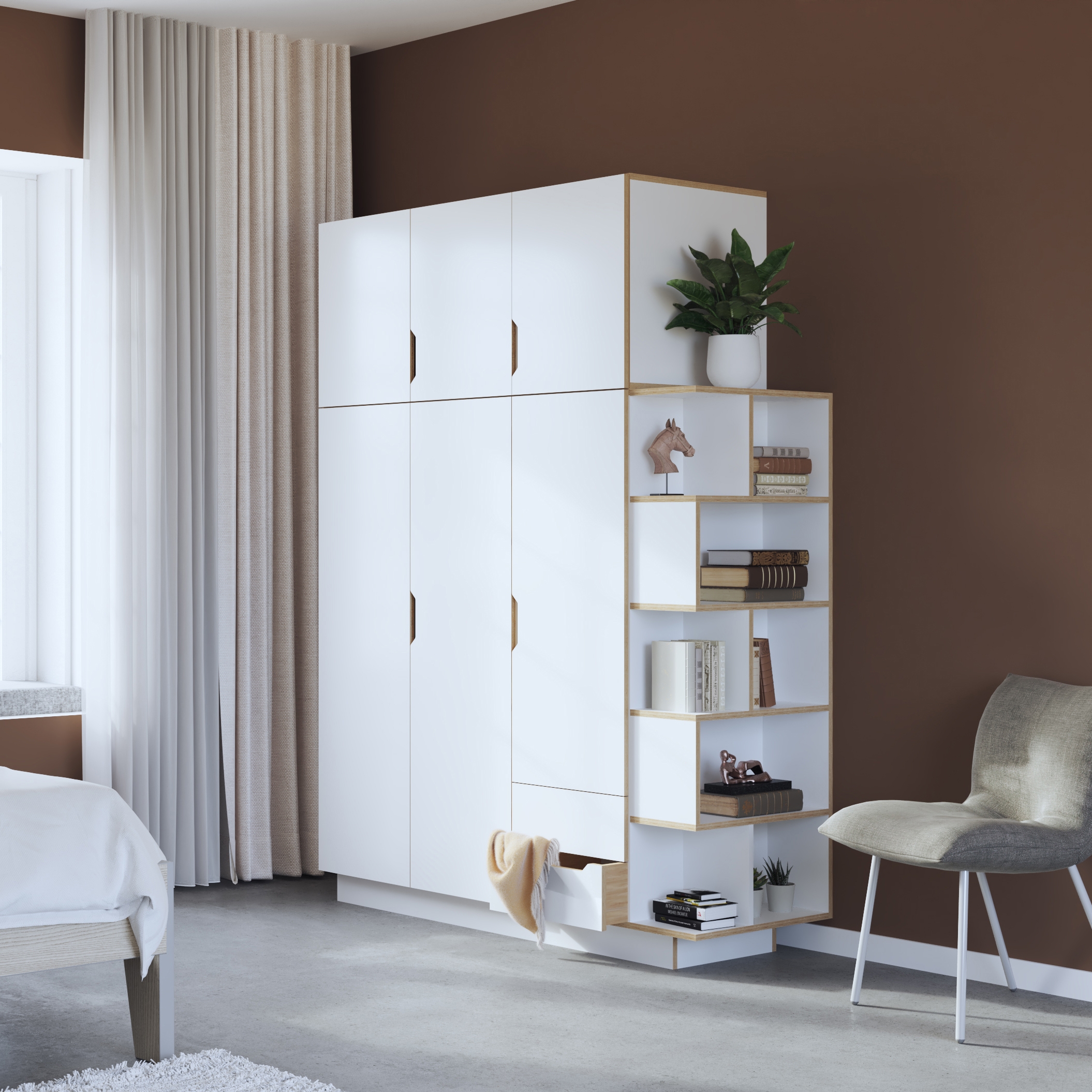 Display product Wardrobe HUH with 3 doors and extra level from manufacturer Radis Furniture