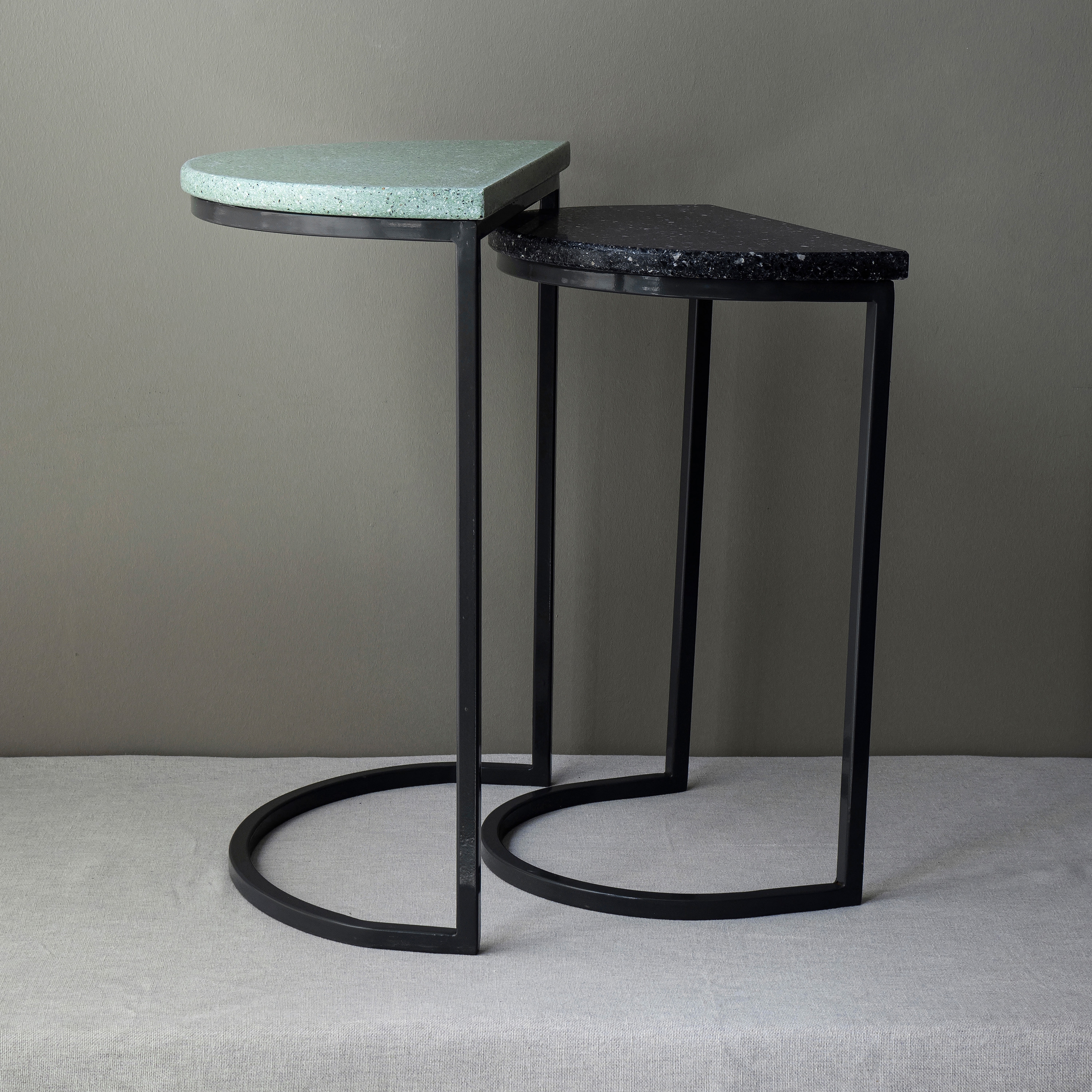 Display product Double Green & Black Semi Circle Coffee Tables from manufacturer Karoistanbul