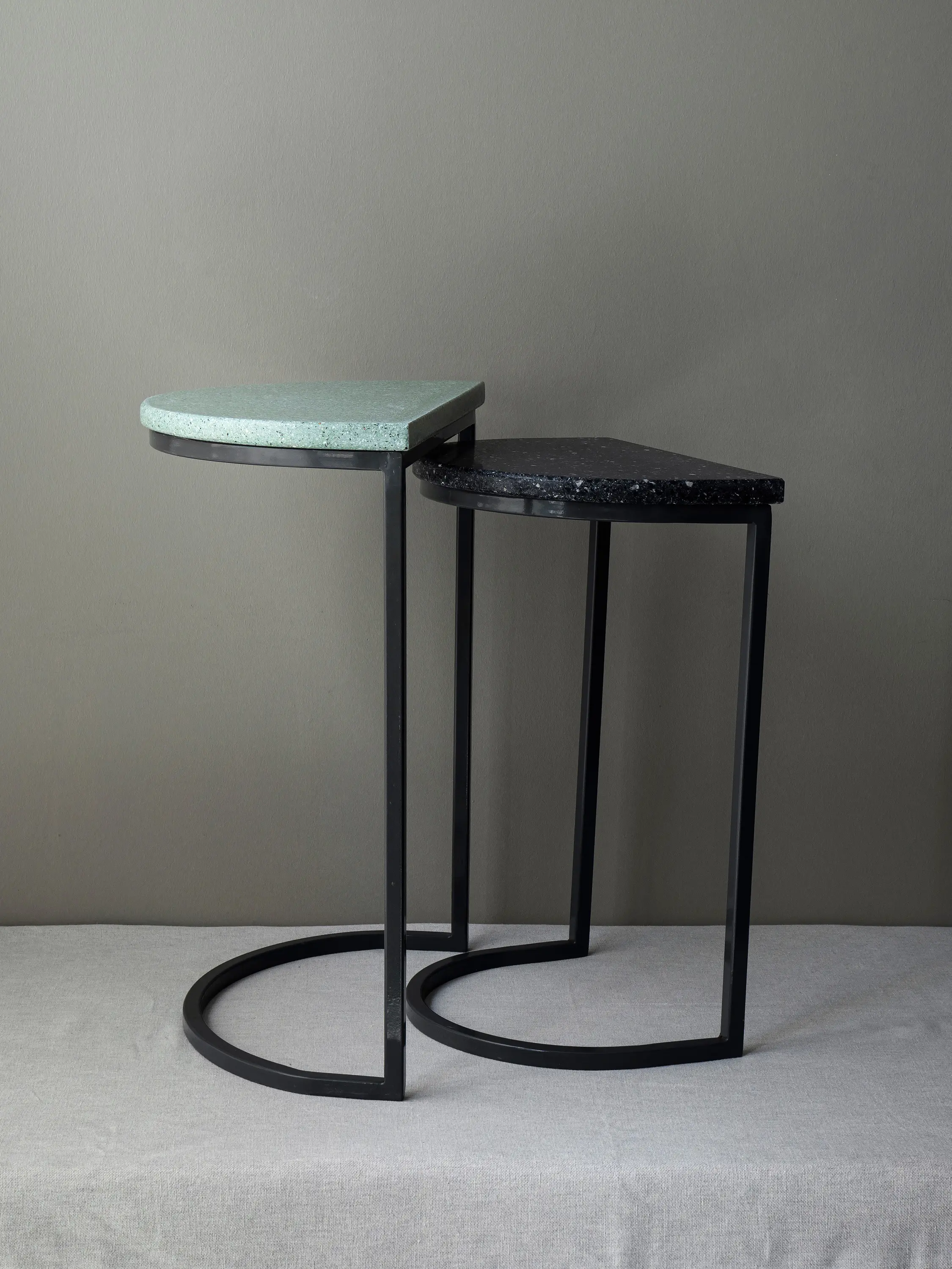 Karoistanbul - Double Green & Black Semi Circle Coffee Tables