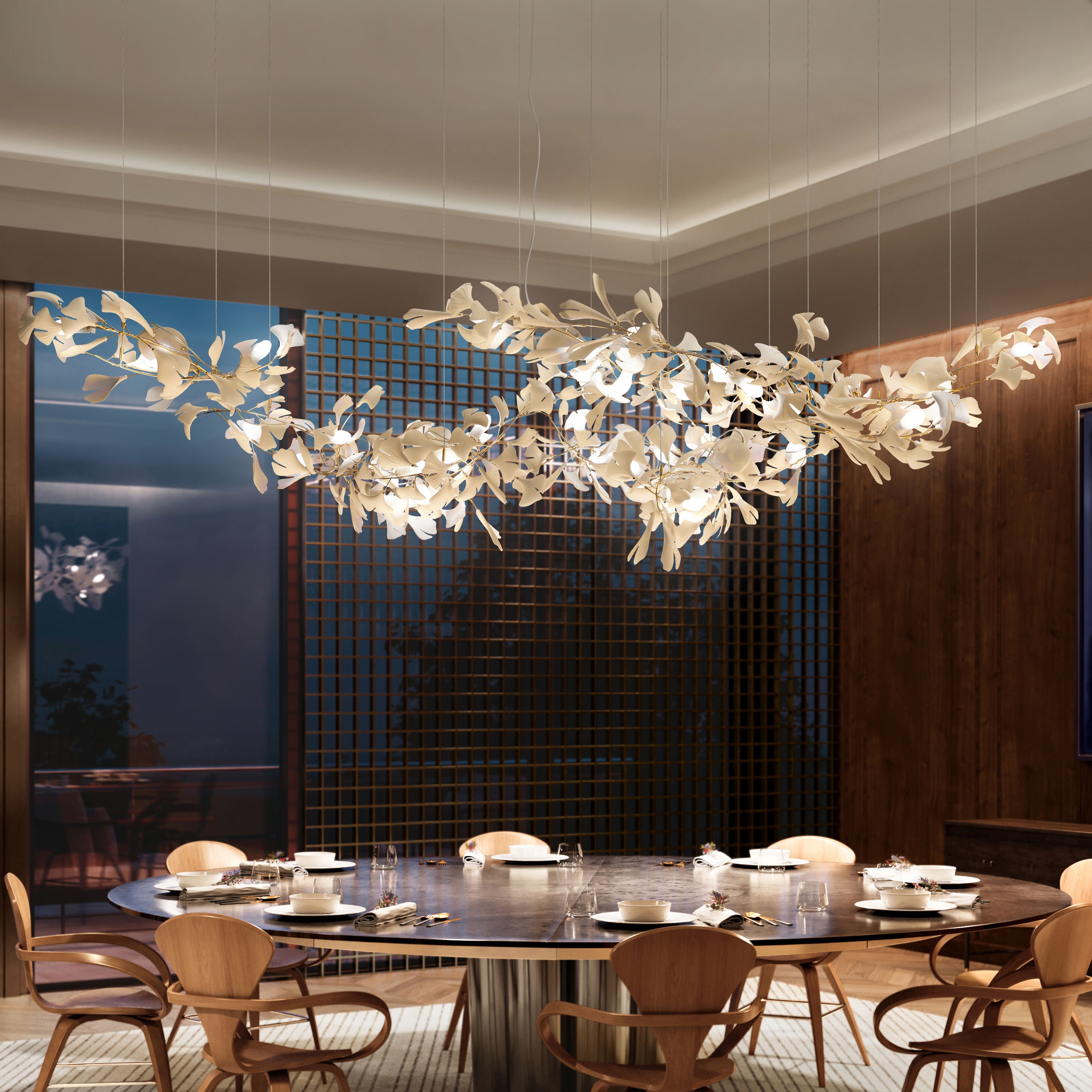 Produkt Bespoke Lighting Sculpture Gingko_273 des Herstellers Andreea Braescu Art Studio anzeigen