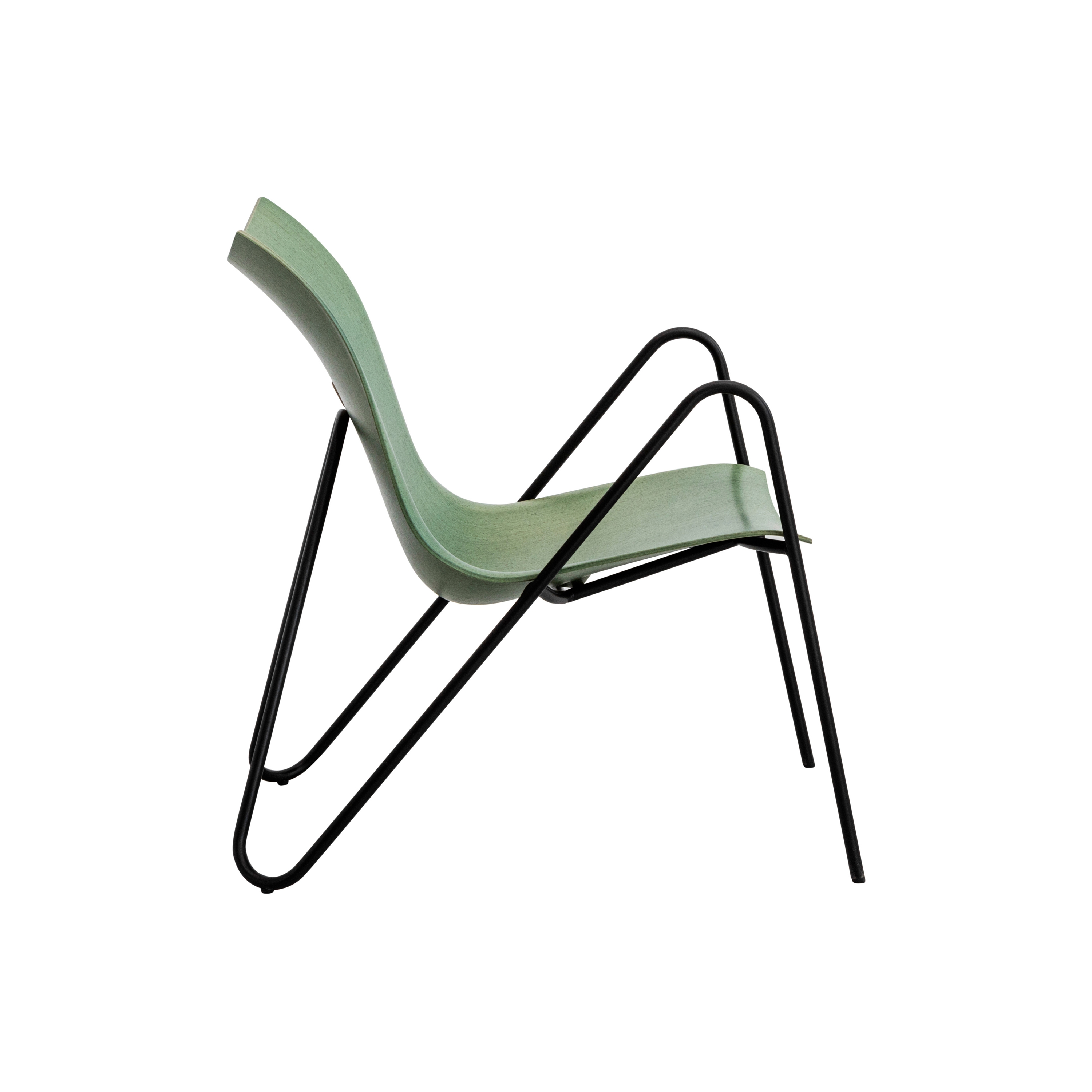 PEEL wood lounge armchair green
