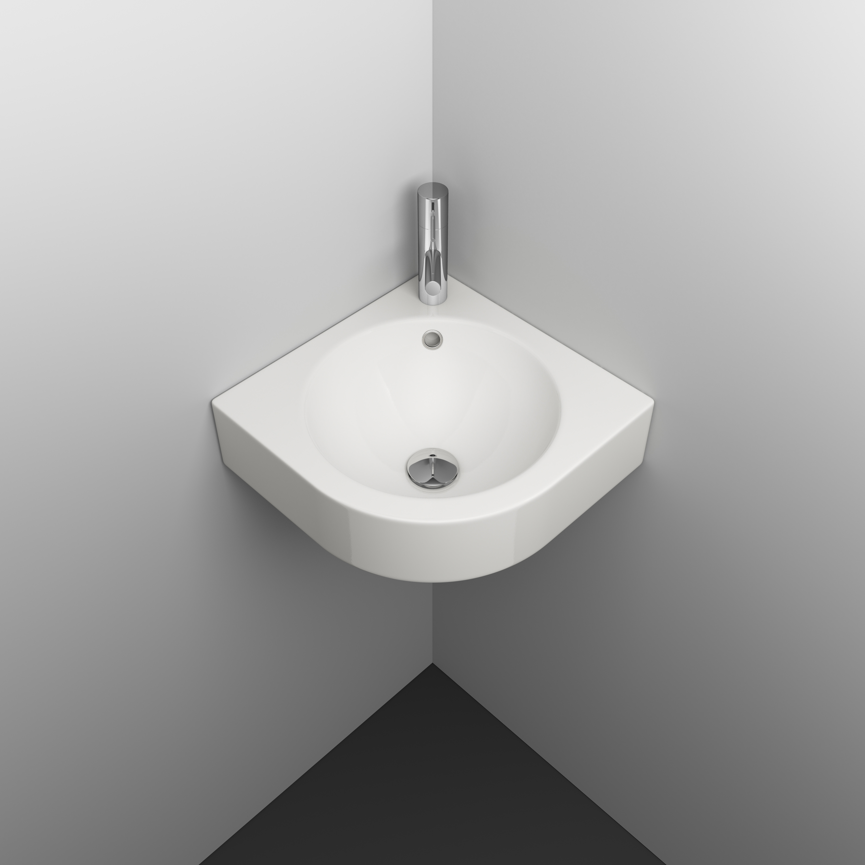 Display product ORBIS CORNER wall-mount washbasin from manufacturer Schmidlin