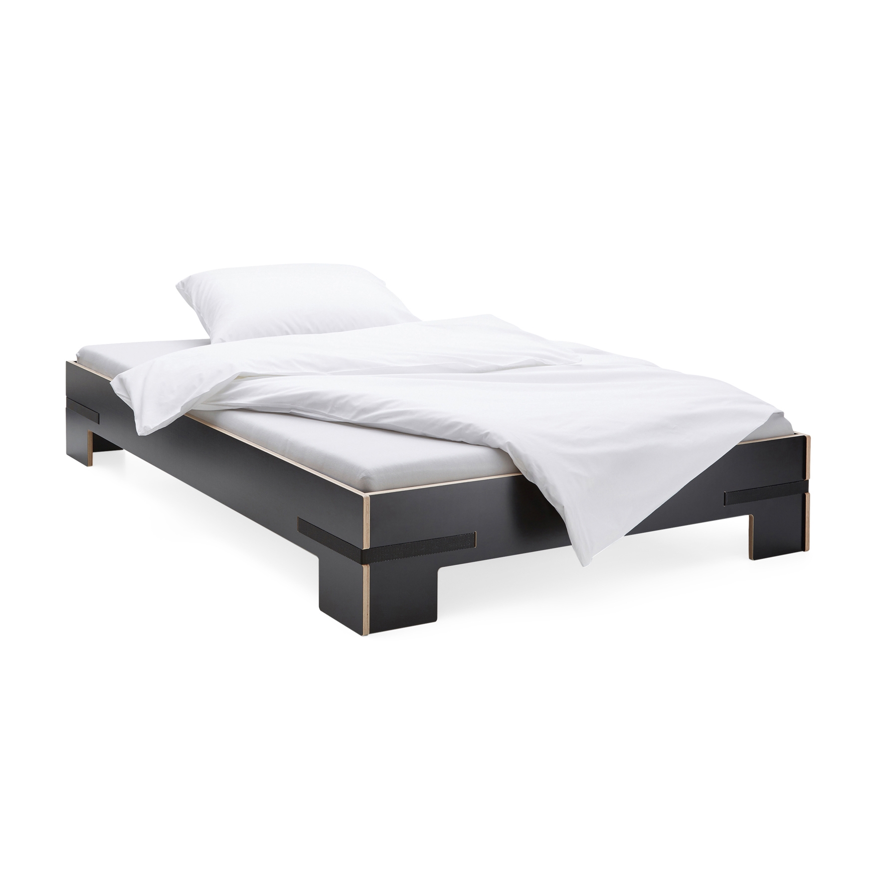 Display product Gurtbett | Bed black, black straps from manufacturer Magazin®