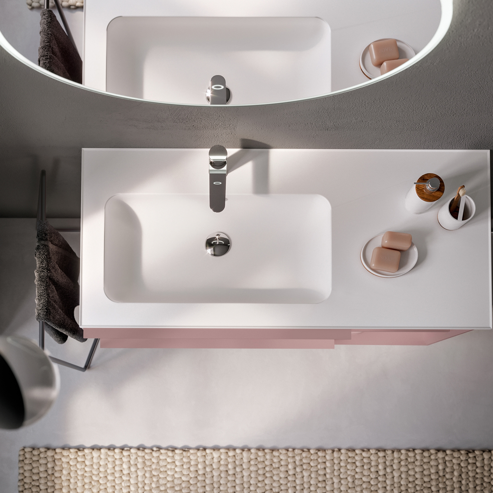 Washbasin in Mineralgloss and Mineralmatt Edge