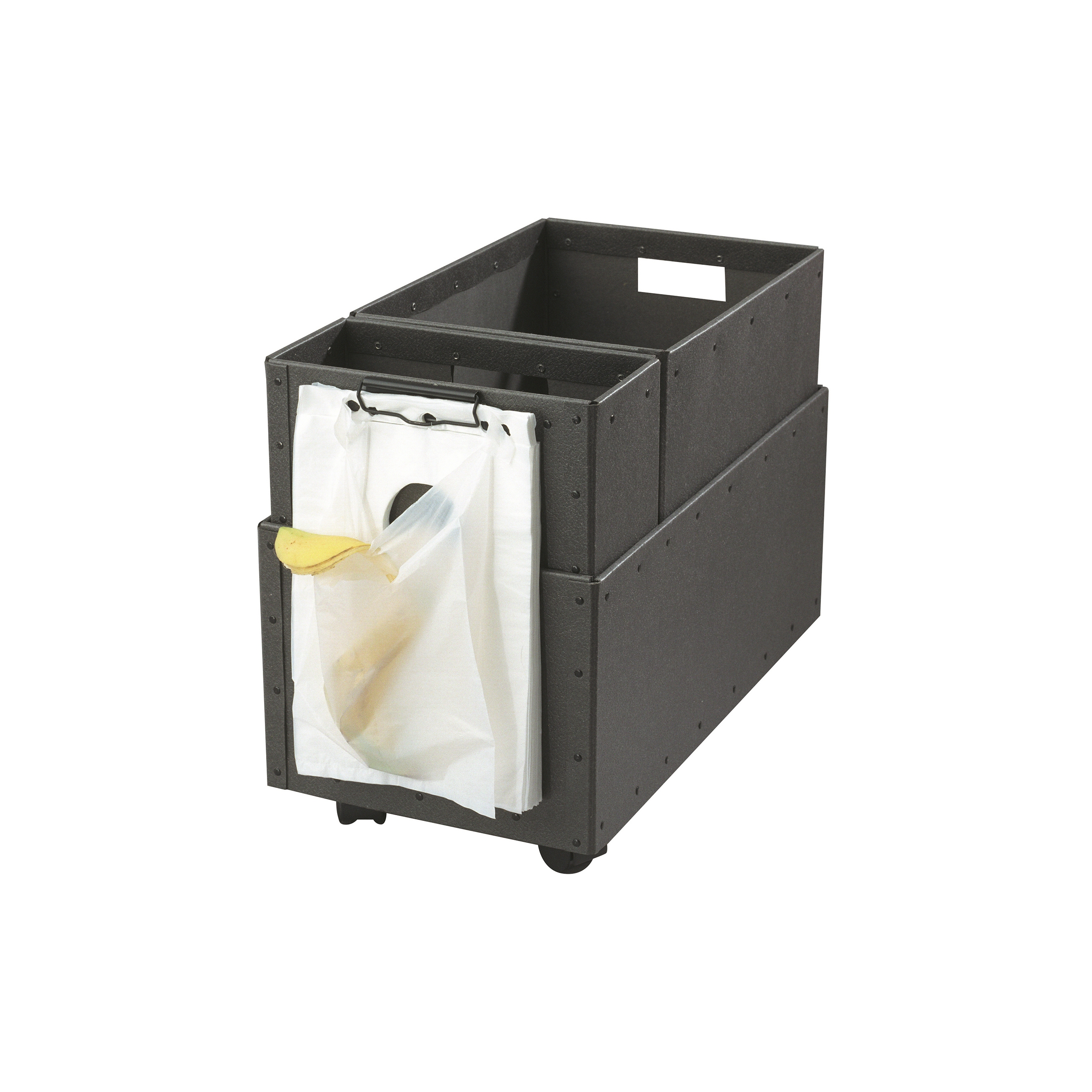 Afficher le produit Recycling box Double with clips and wheels, graphite du fabricant BIARO