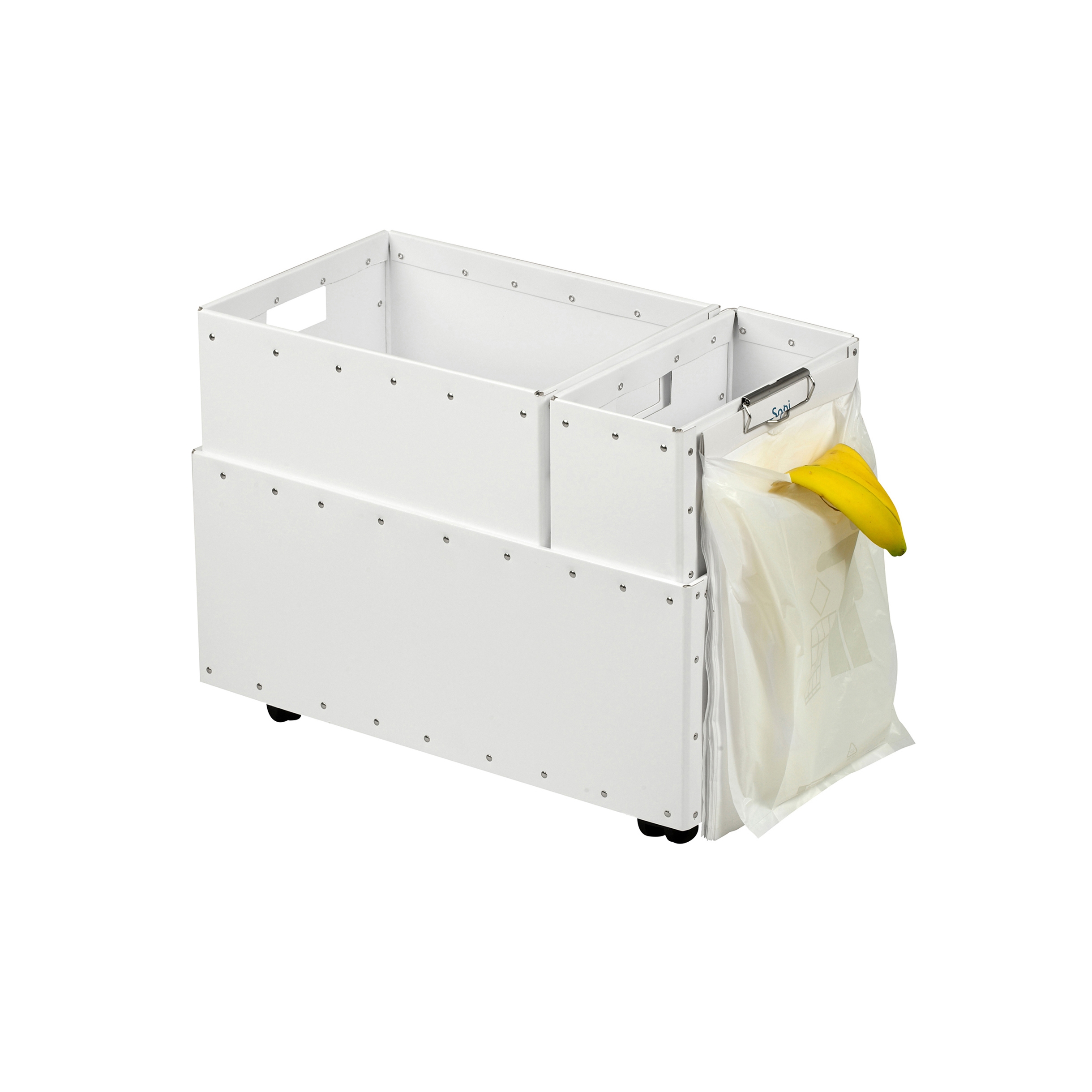 Afficher le produit Recycling box Double with clips and wheels, white du fabricant BIARO