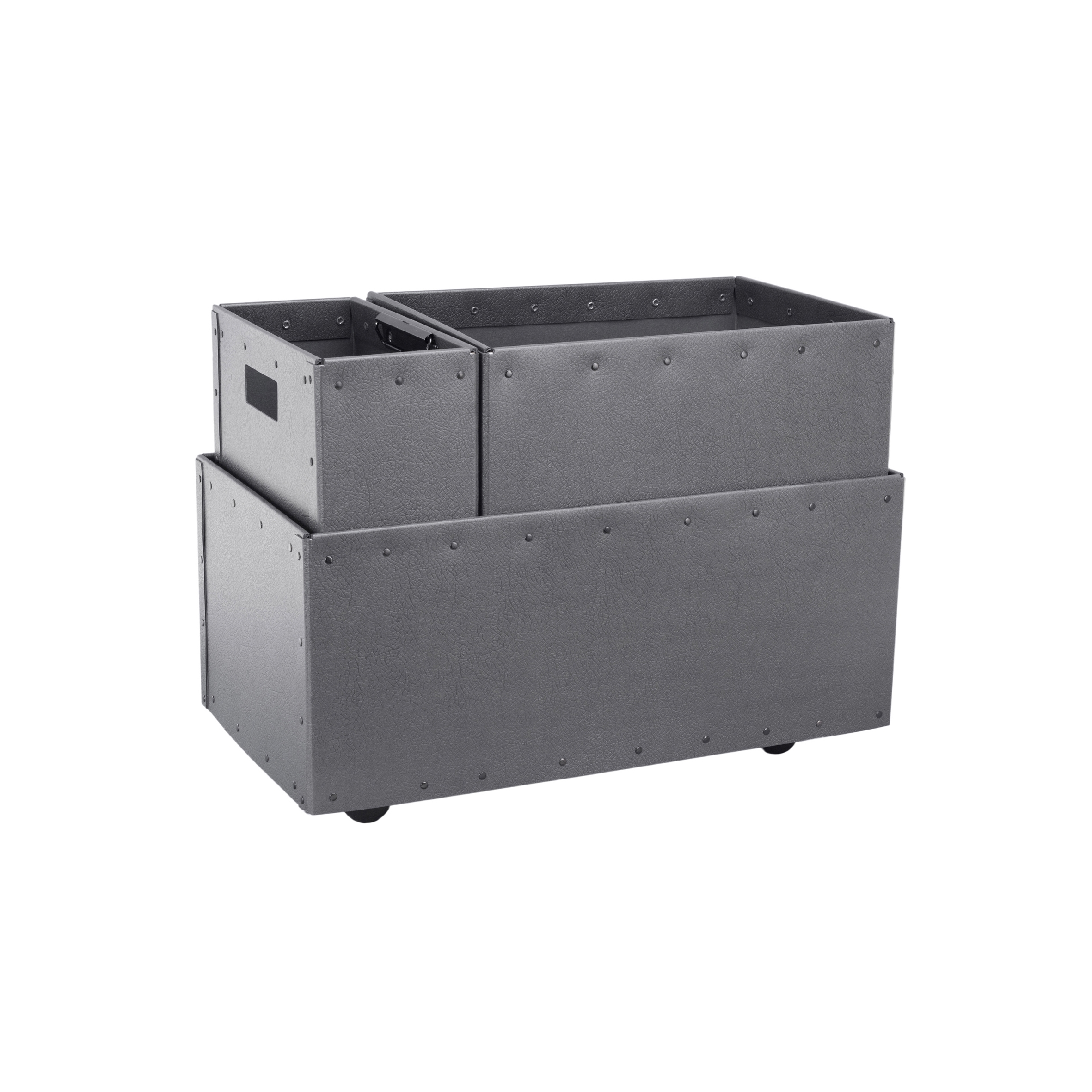 Vertoon produk Recycling box Double with clips inside and wheels, graphite van vervaardiger BIARO