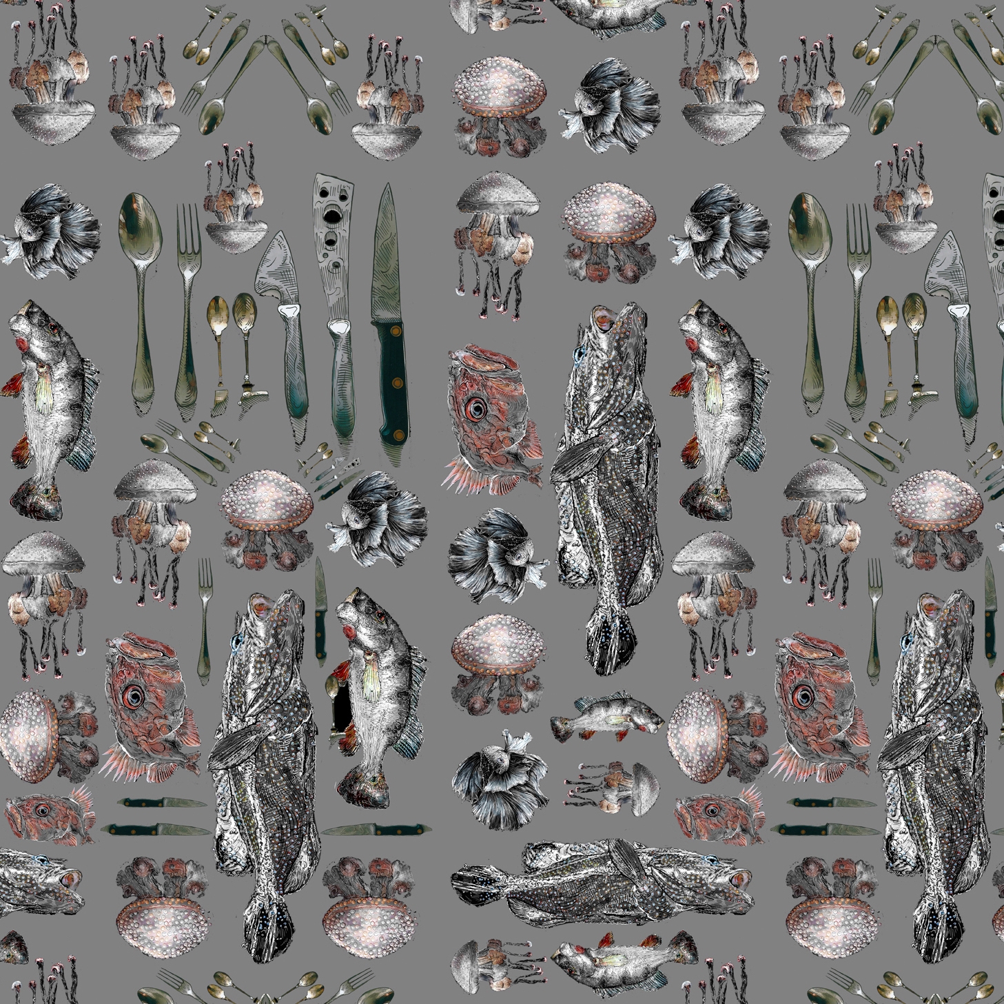 Fishes Cuttlery | Künstlertapete