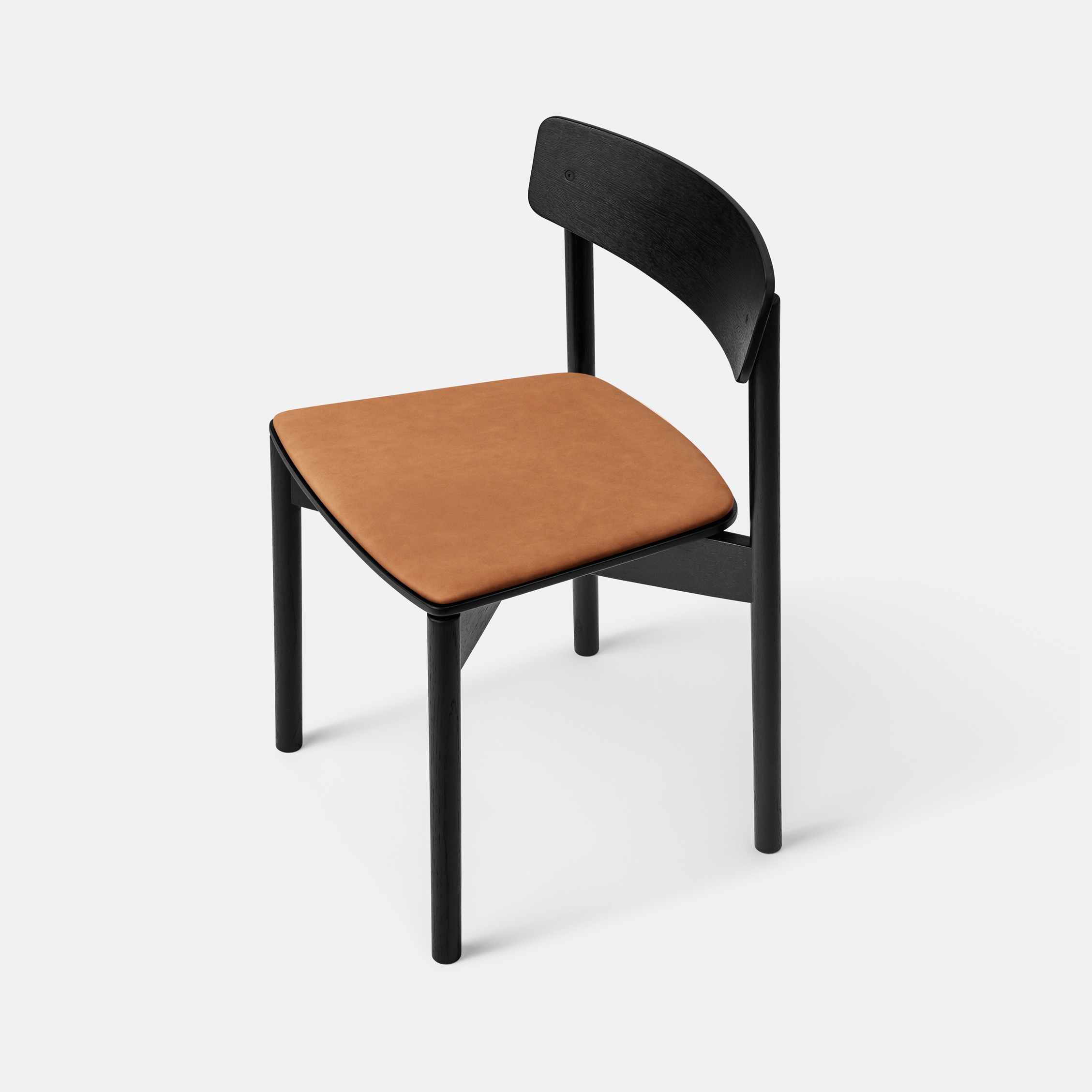 T01 | Cross Chair Oak Black lacquer Cognac Leather Dunes