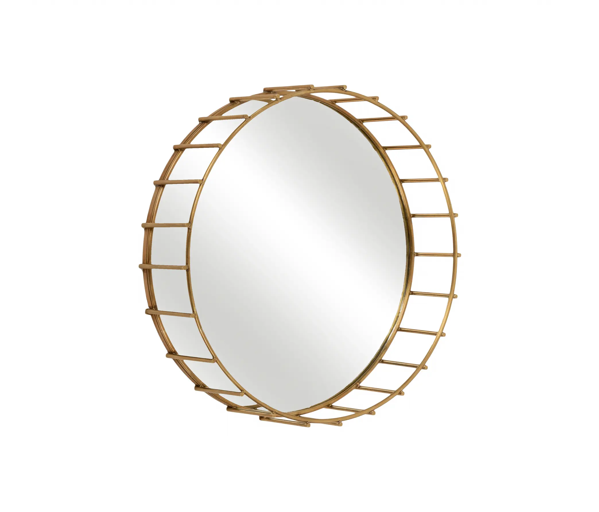 Bronzetto - Cage | Round mirror with linear design medium