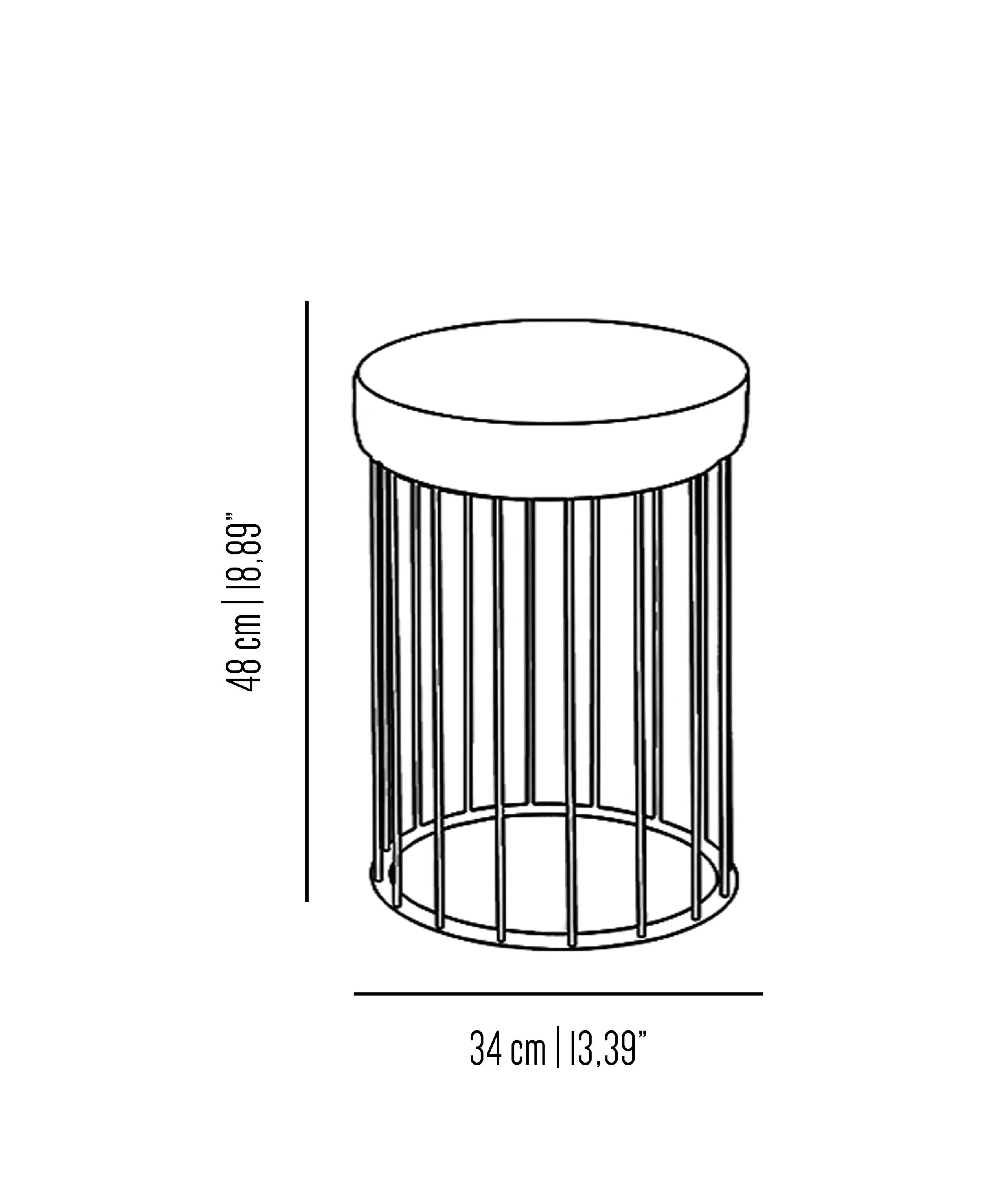 Bronzetto - Cage | Panchetto in ottone con seduta in juta o stoffa