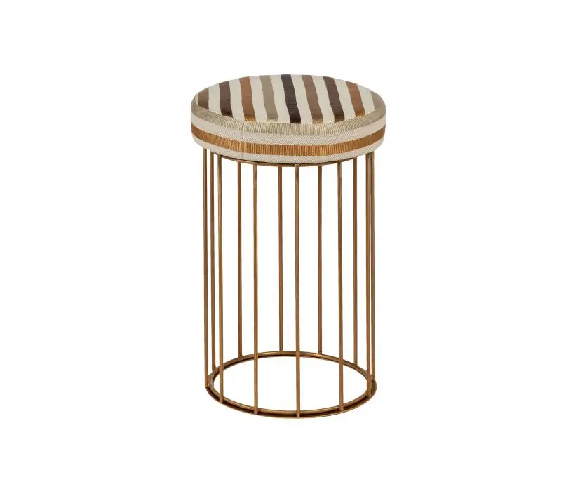 Bronzetto - Cage | Panchetto in ottone con seduta in juta o stoffa