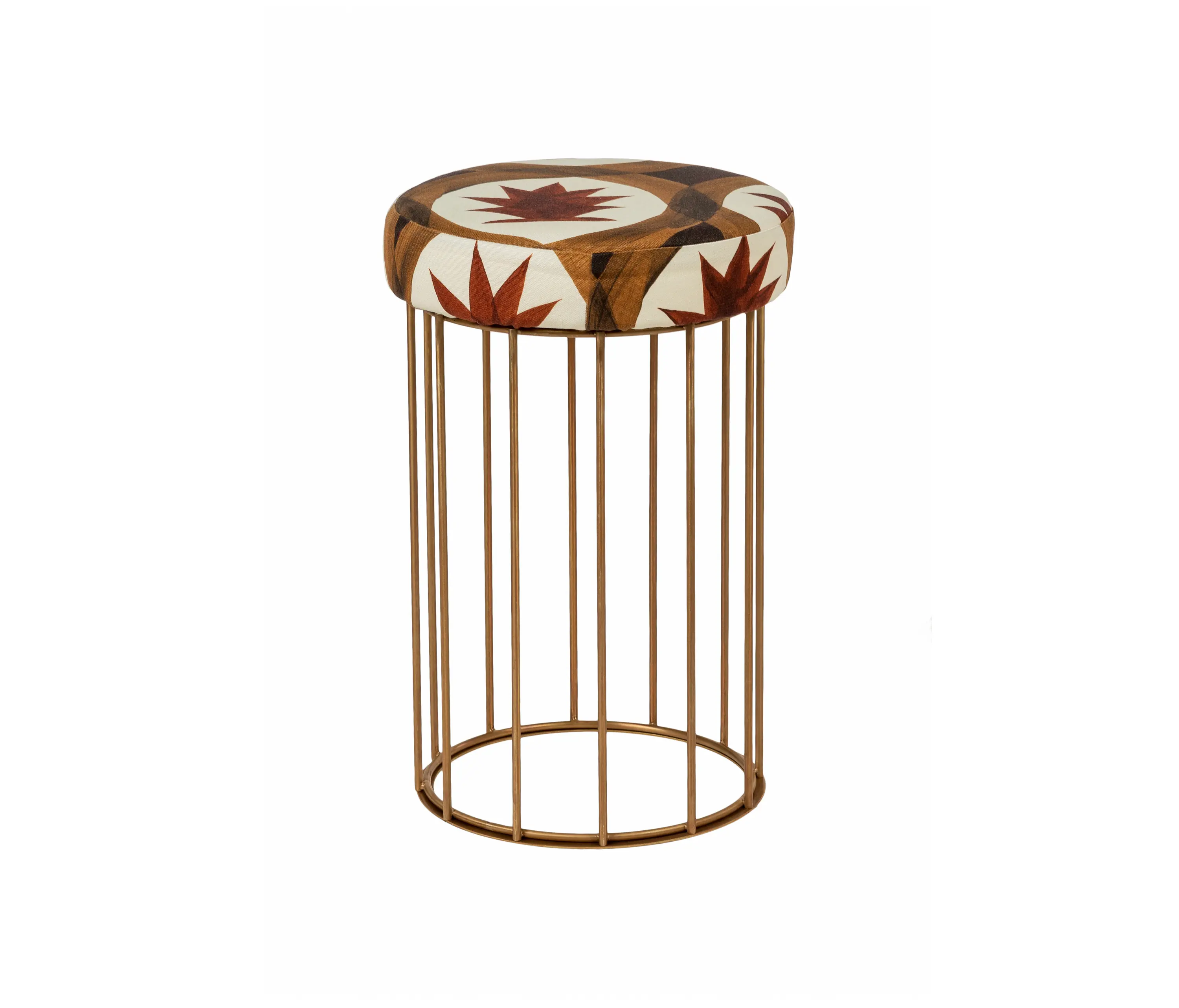 Bronzetto - Cage | Panchetto in ottone con seduta in juta o stoffa
