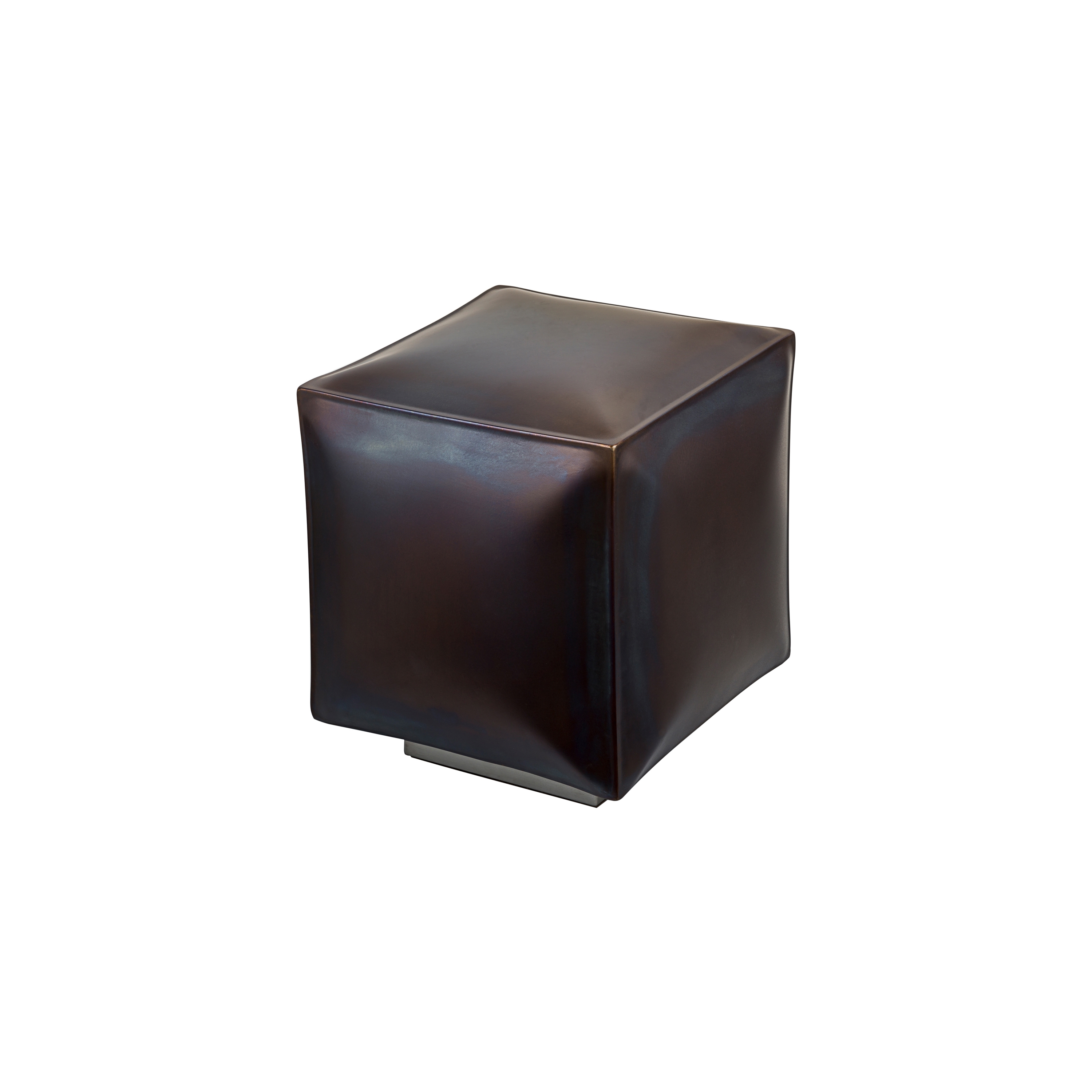 Display product Softiron | Iron square pouff with base from manufacturer Bronzetto