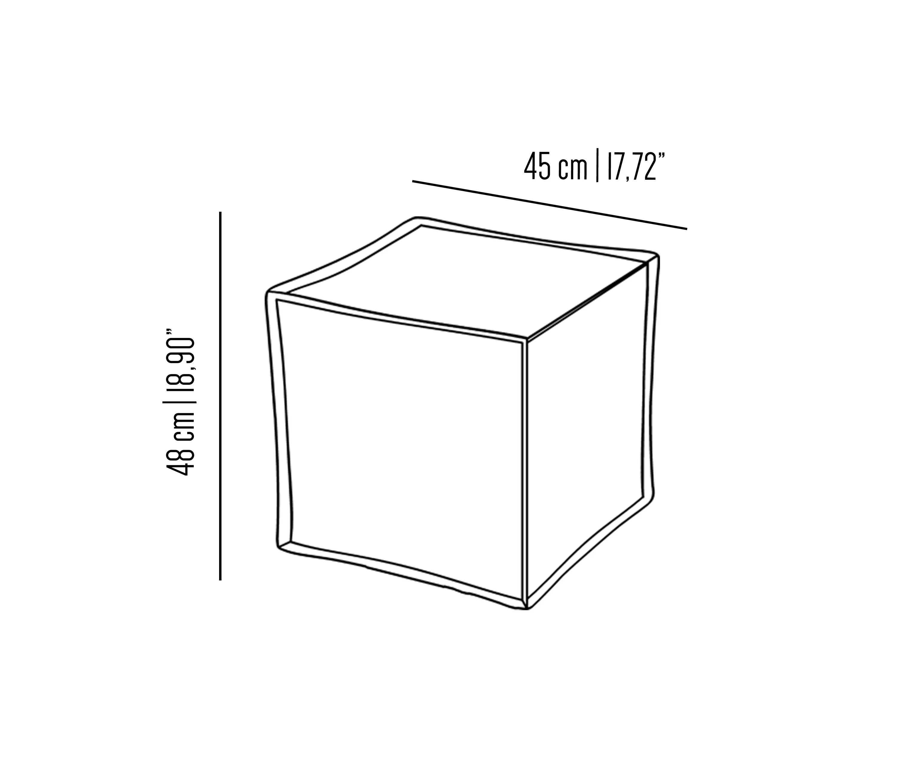 Bronzetto - Softiron | Iron square pouff with edging