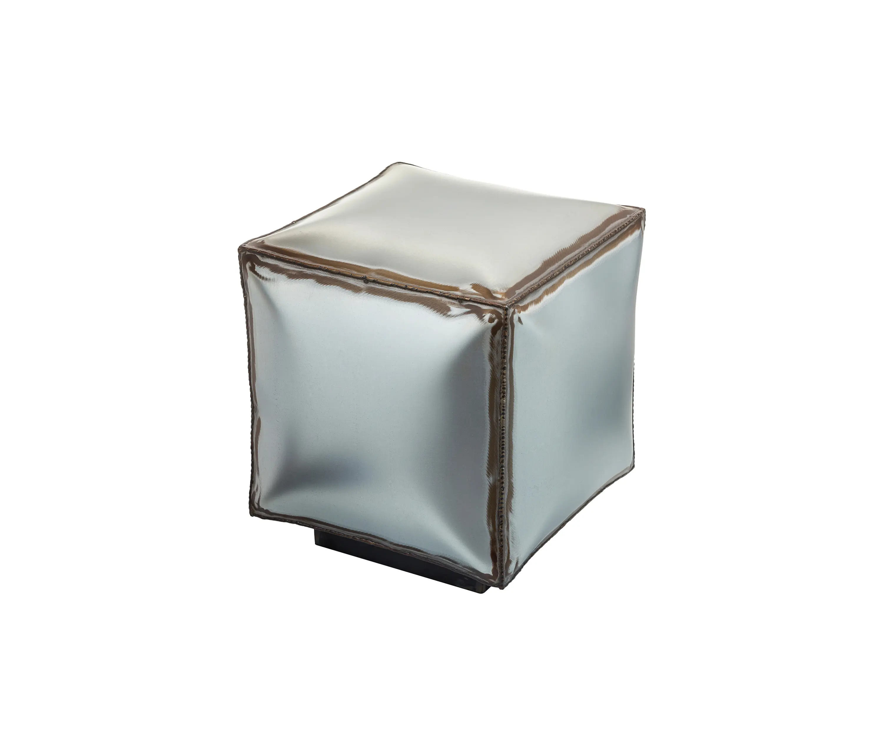 Bronzetto - Softiron | Iron square pouff with worn out edges