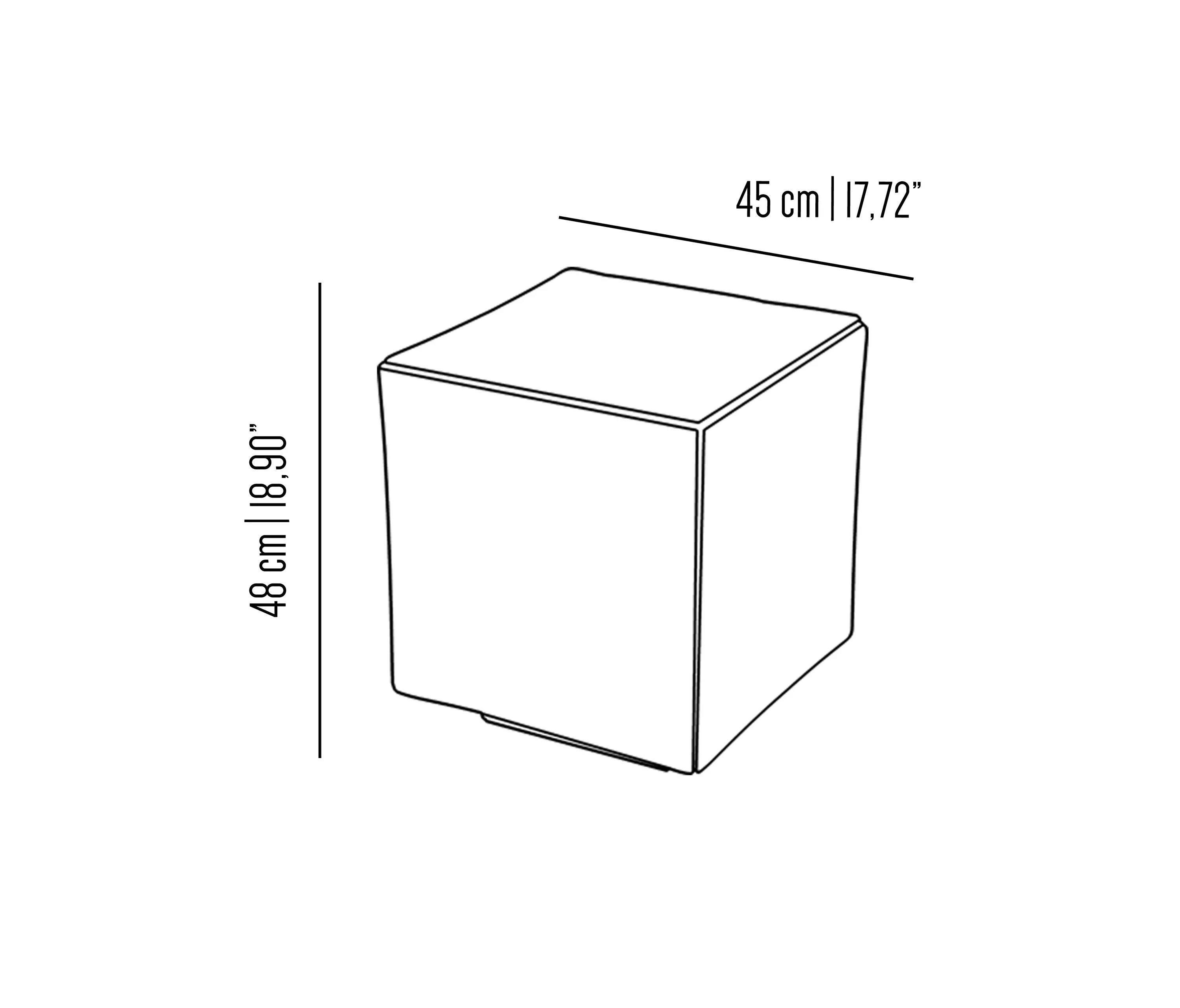 Bronzetto - Softiron | Iron square pouff with worn out edges
