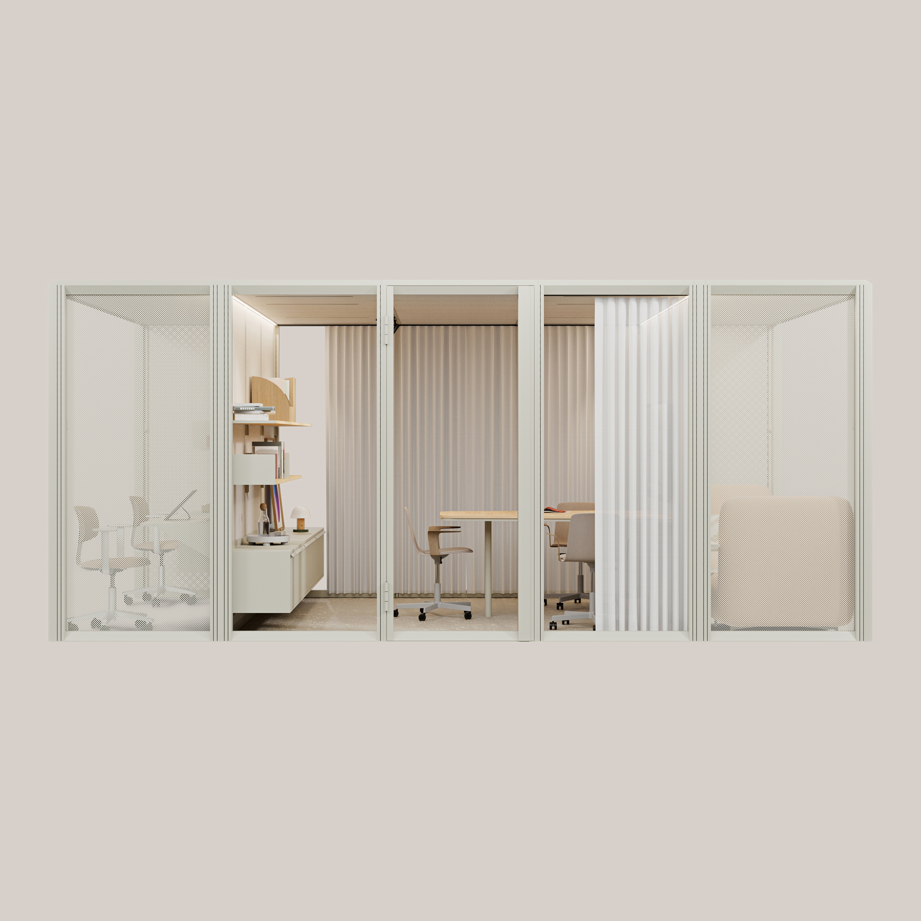 Display product Mute Modular Multifunctional Hub: Work + Meet + Lounge in Ash Gray from manufacturer Mute