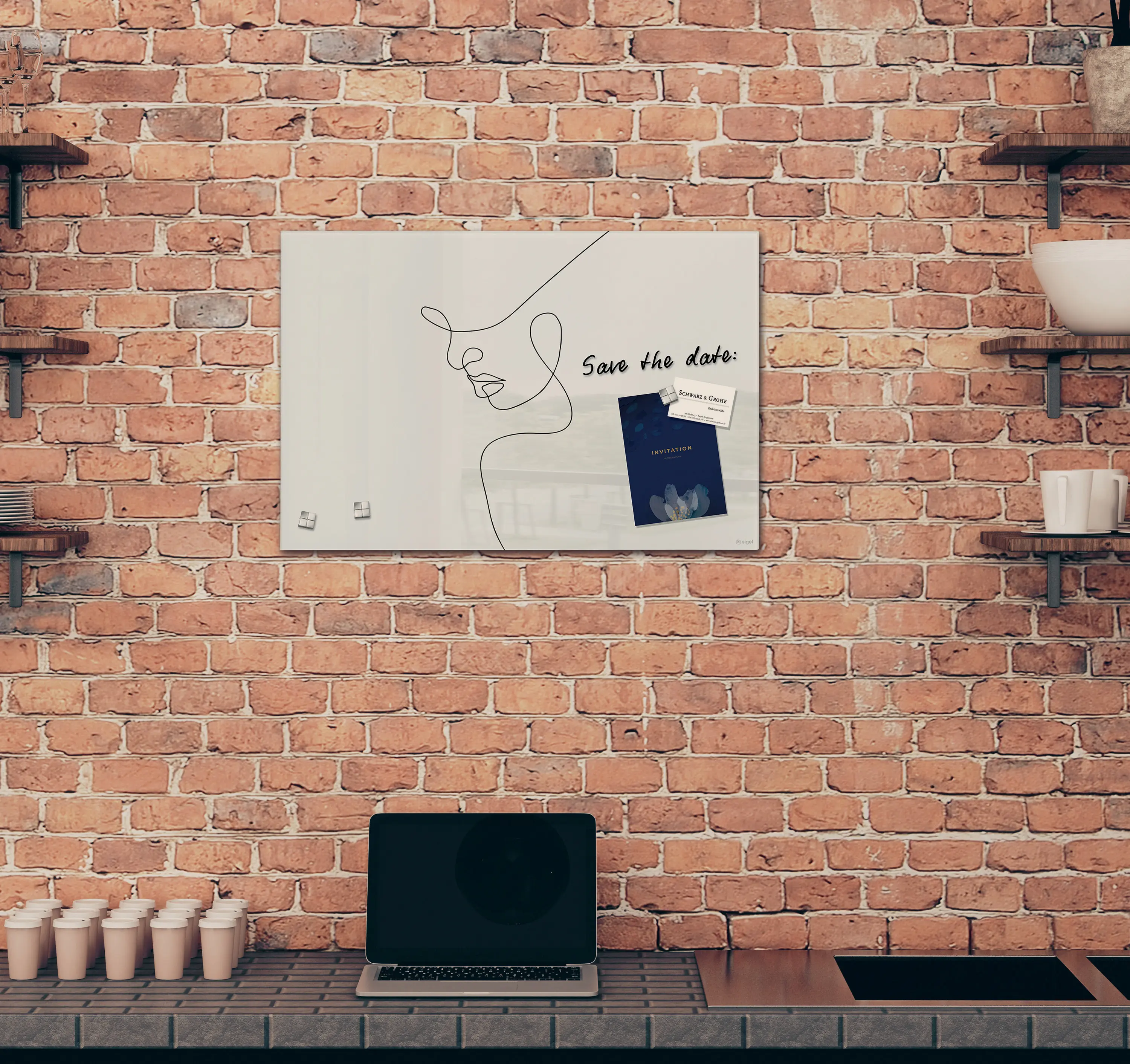 Sigel - Magnetic Glass Board Artverum, 91 x 46 cm
