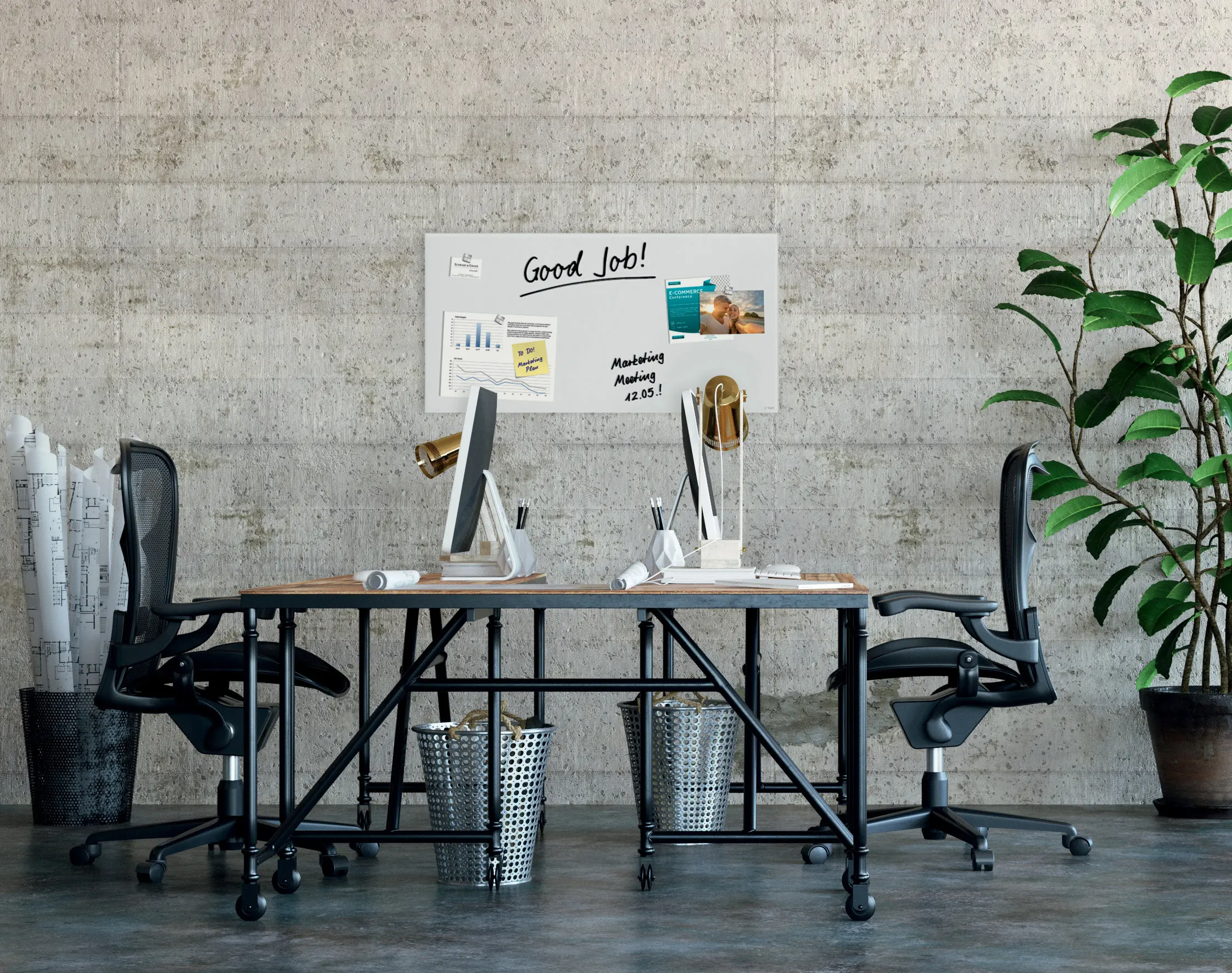 Sigel - Magnetic Glass Board Artverum, design Yellow Structure, matt, 48 x 48 cm
