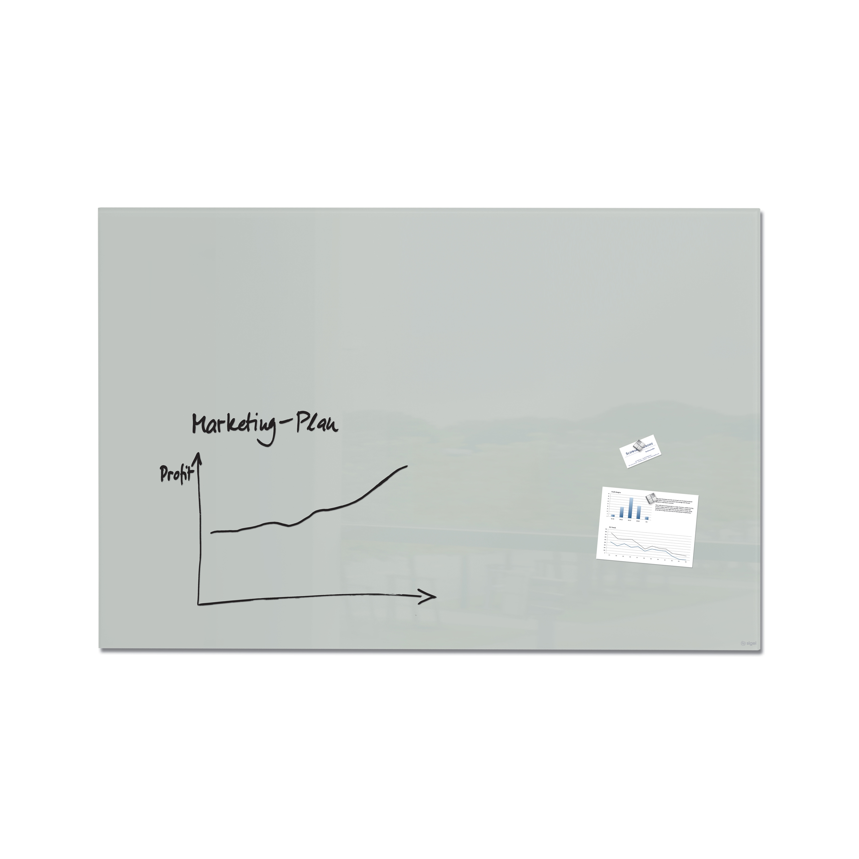Vertoon produk Magnetic Glass Board Artverum, grey, 165 x 115 cm van vervaardiger Sigel