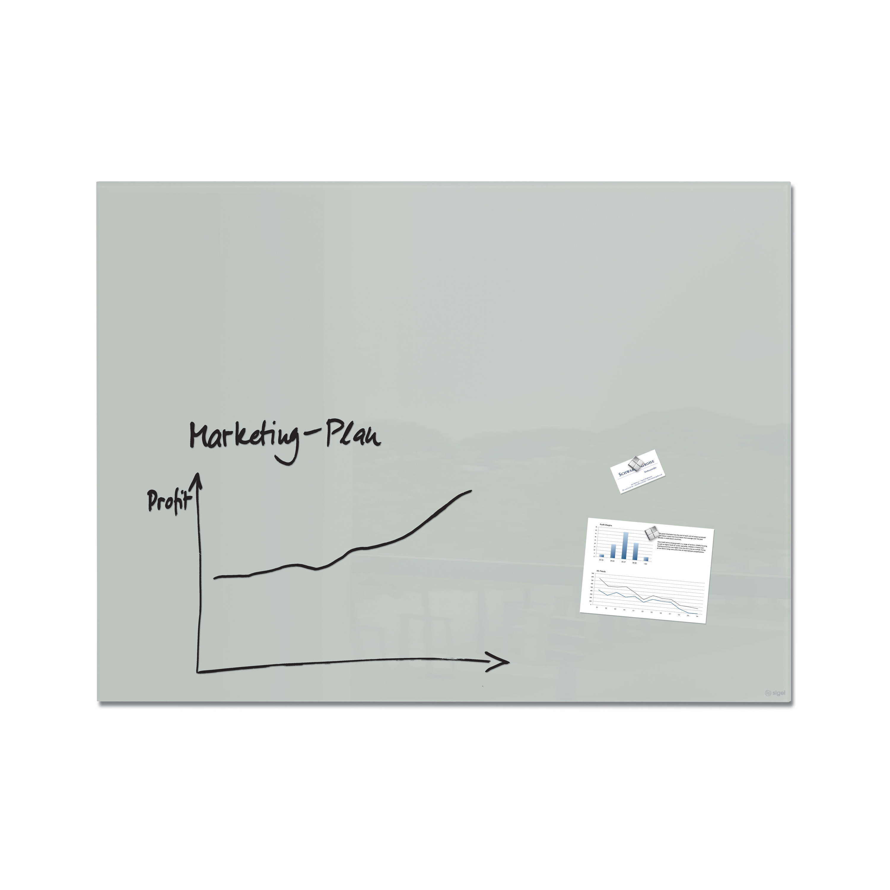 Magnetic Glass Board Artverum, grey, 135 x 105 cm