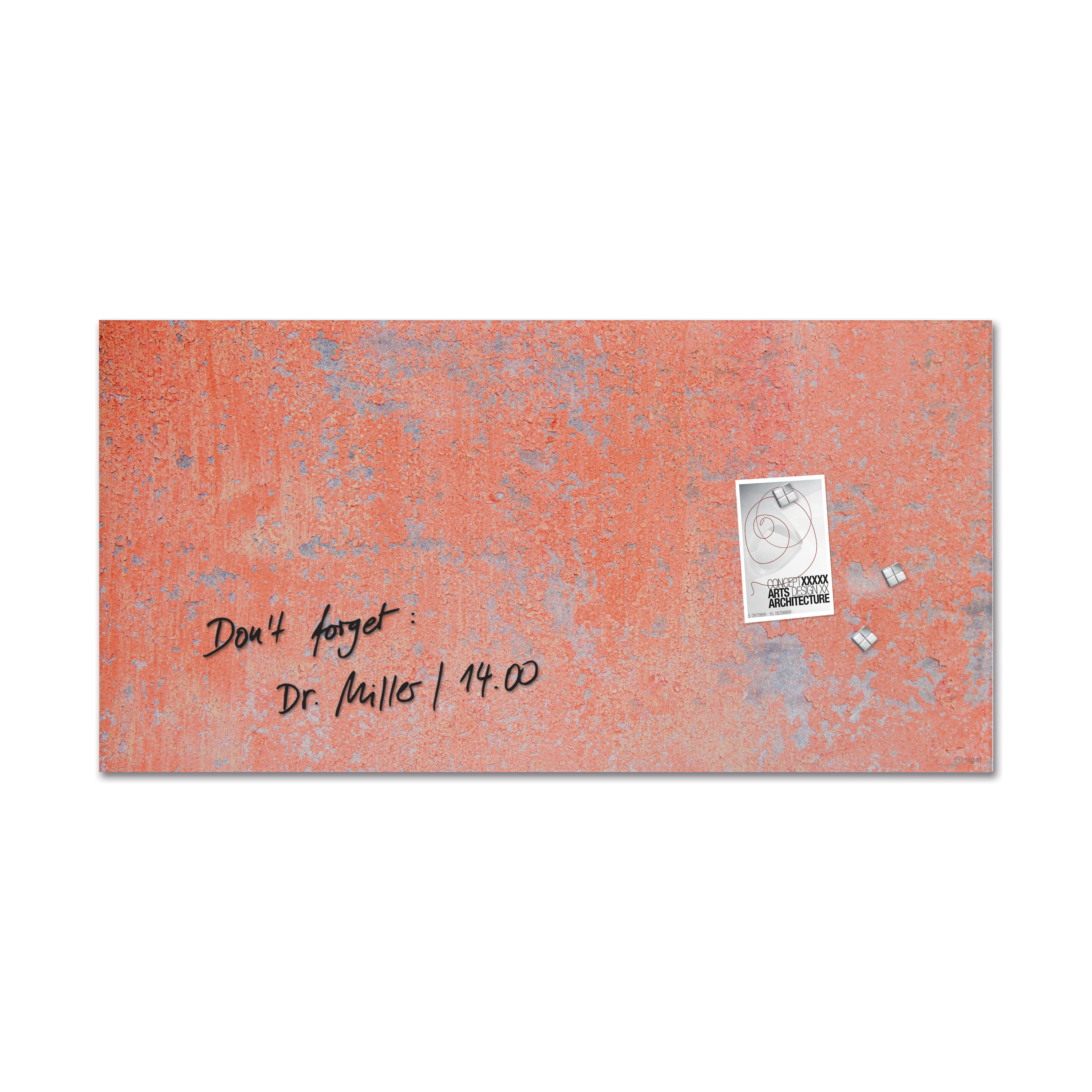 Vertoon produk Magnetic Glass Board Artverum, design Red Wall, matt, 91 x 46 cm van vervaardiger Sigel