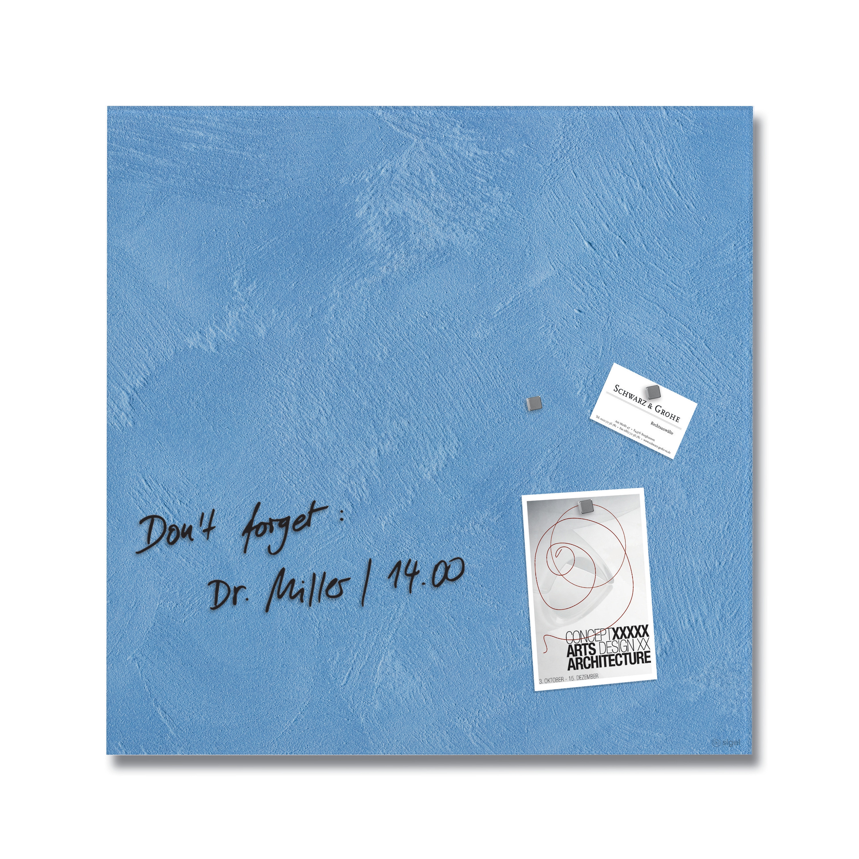 Magnetic Glass Board Artverum, design Blue Structure, matt, 48 x 48 cm
