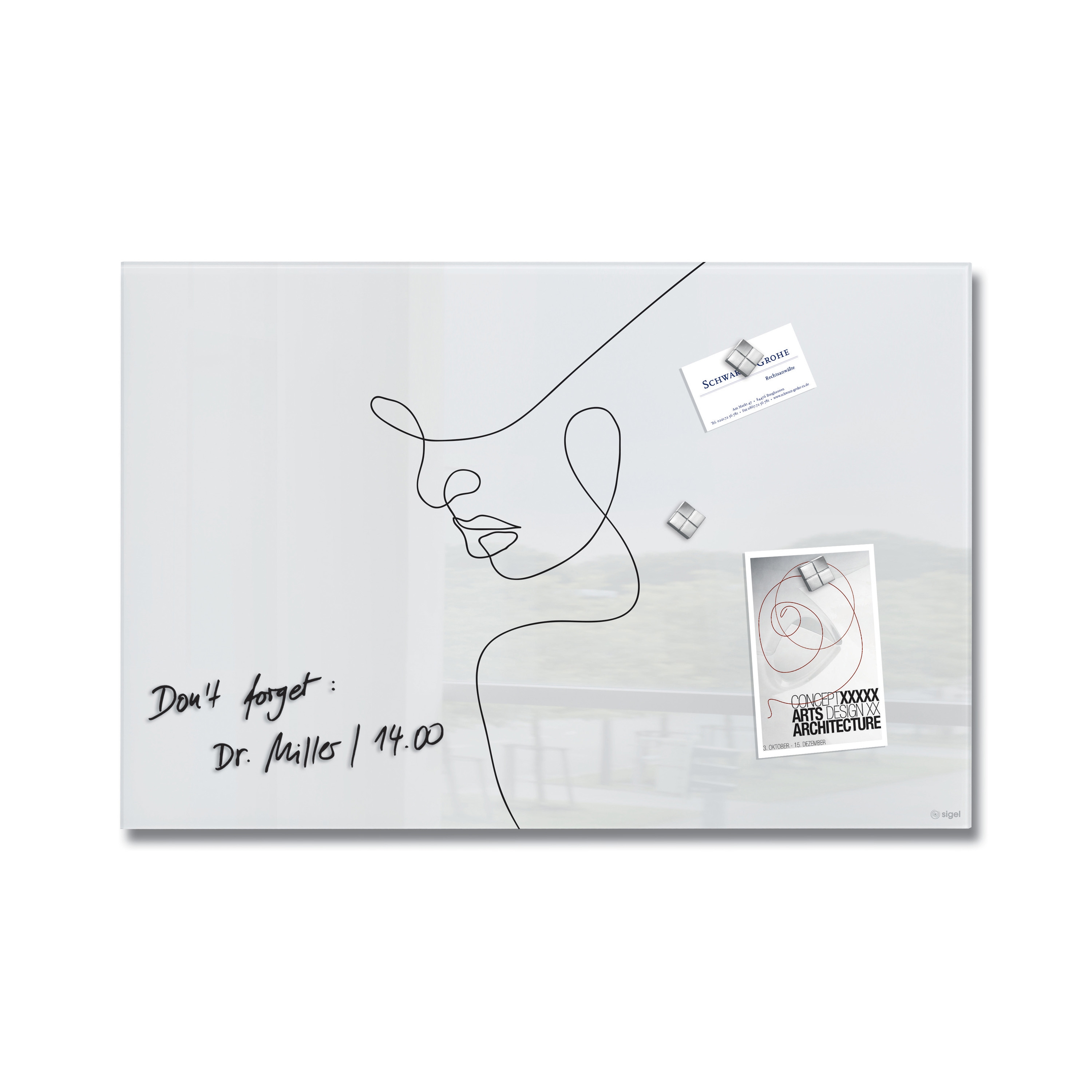 Magnetic Glass Board Artverum, design Line Art, 60 x 40 cm