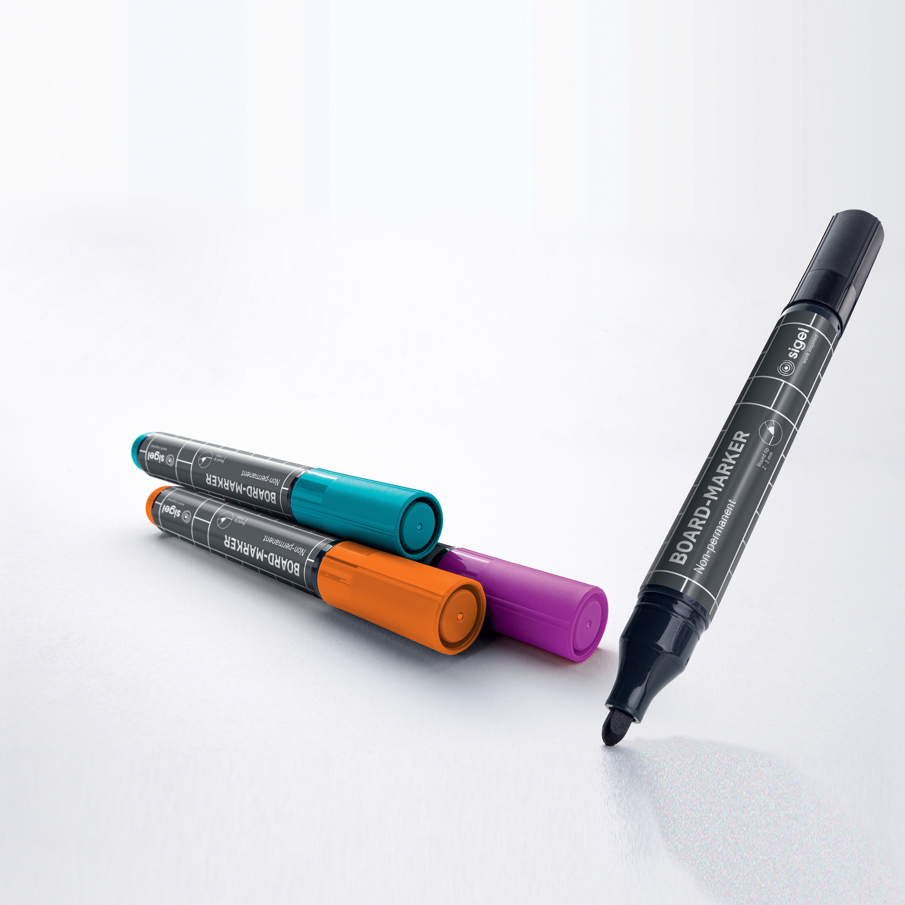 Glassboard markers, black, turquoise, magenta, orange, 4 pcs.