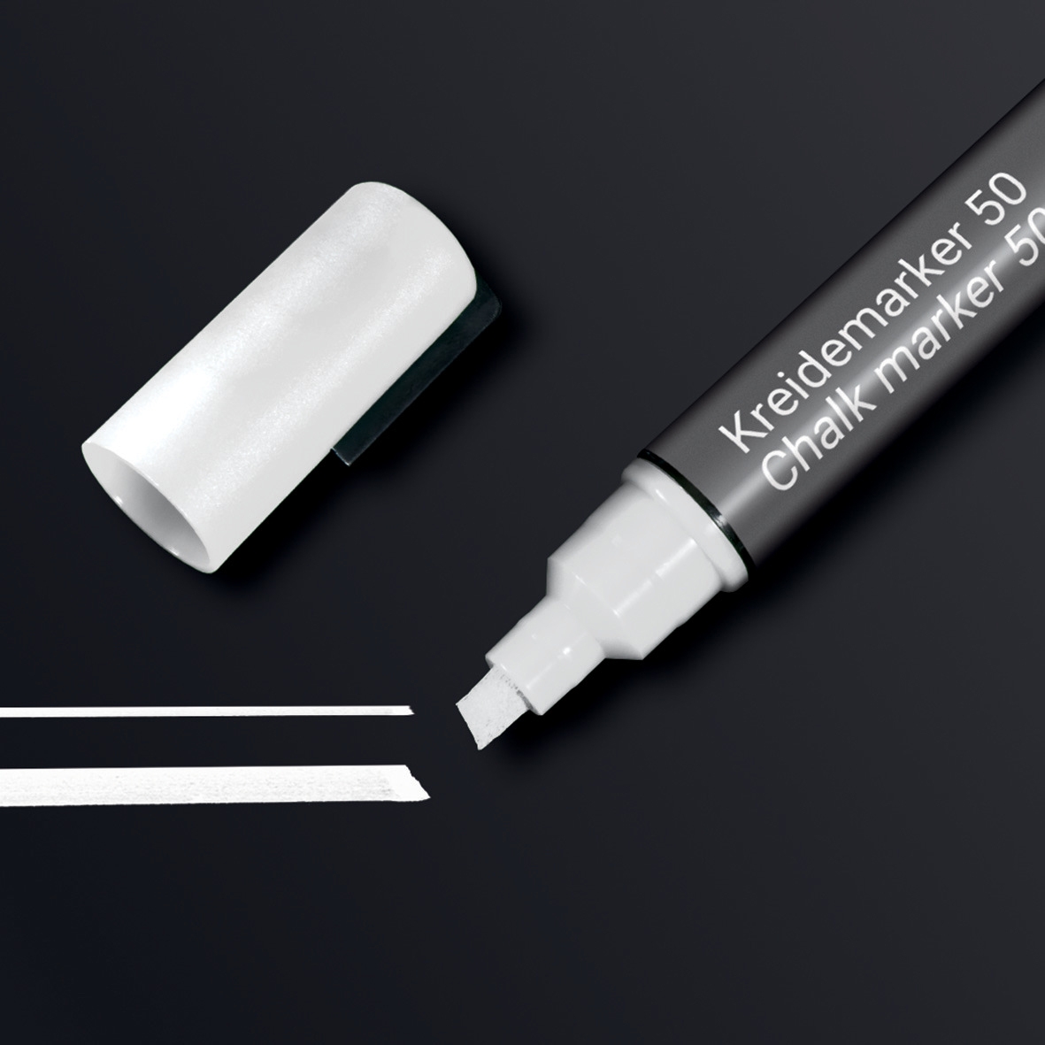 Chalk markers 50, chisel tip, white, 1 pcs.
