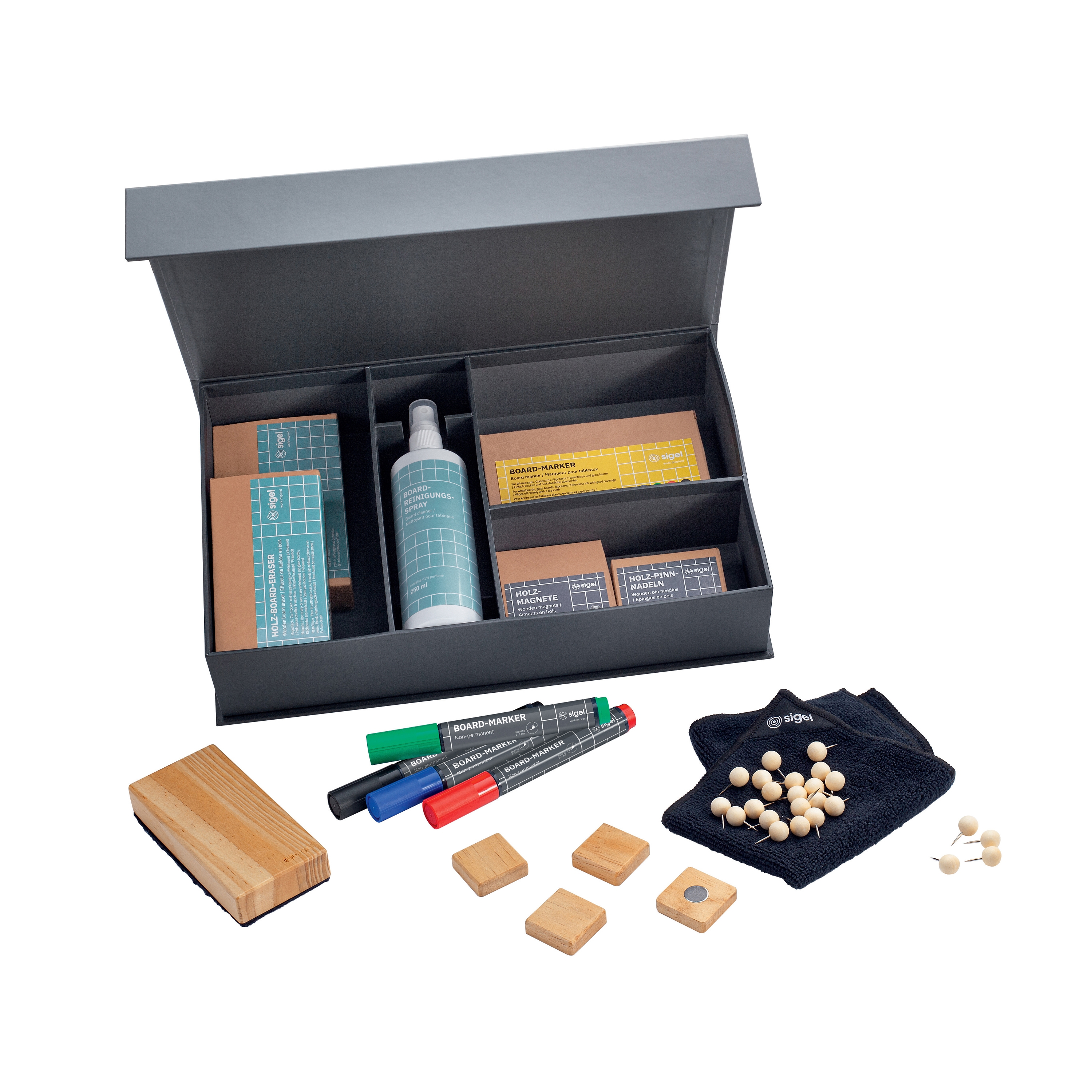 Vertoon produk Starter set for whiteboards, glass magnet boards and pinboards van vervaardiger Sigel