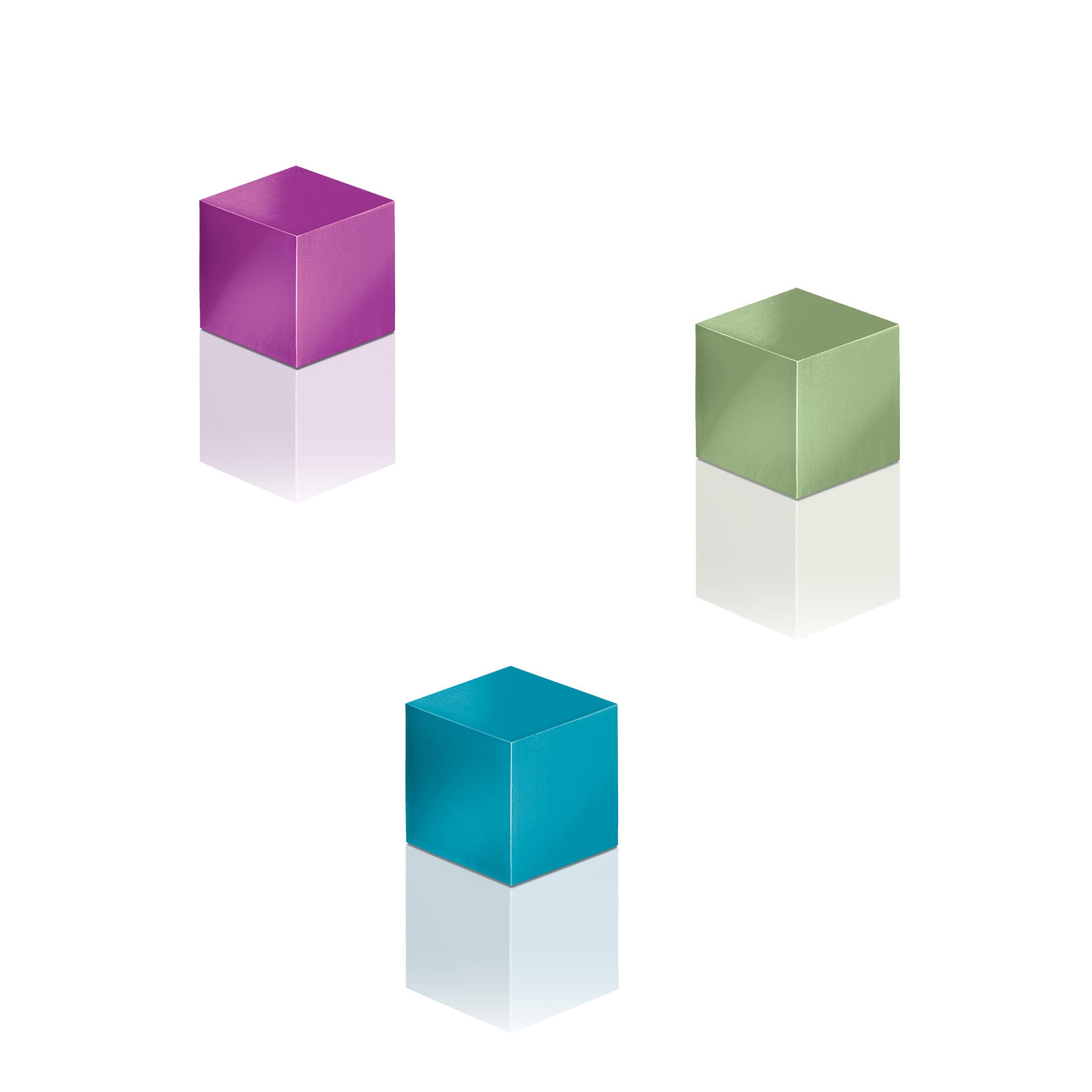 SuperDym magnets C5 "Strong", Cube-Design, turquoise, pink, light green, 3 pcs.