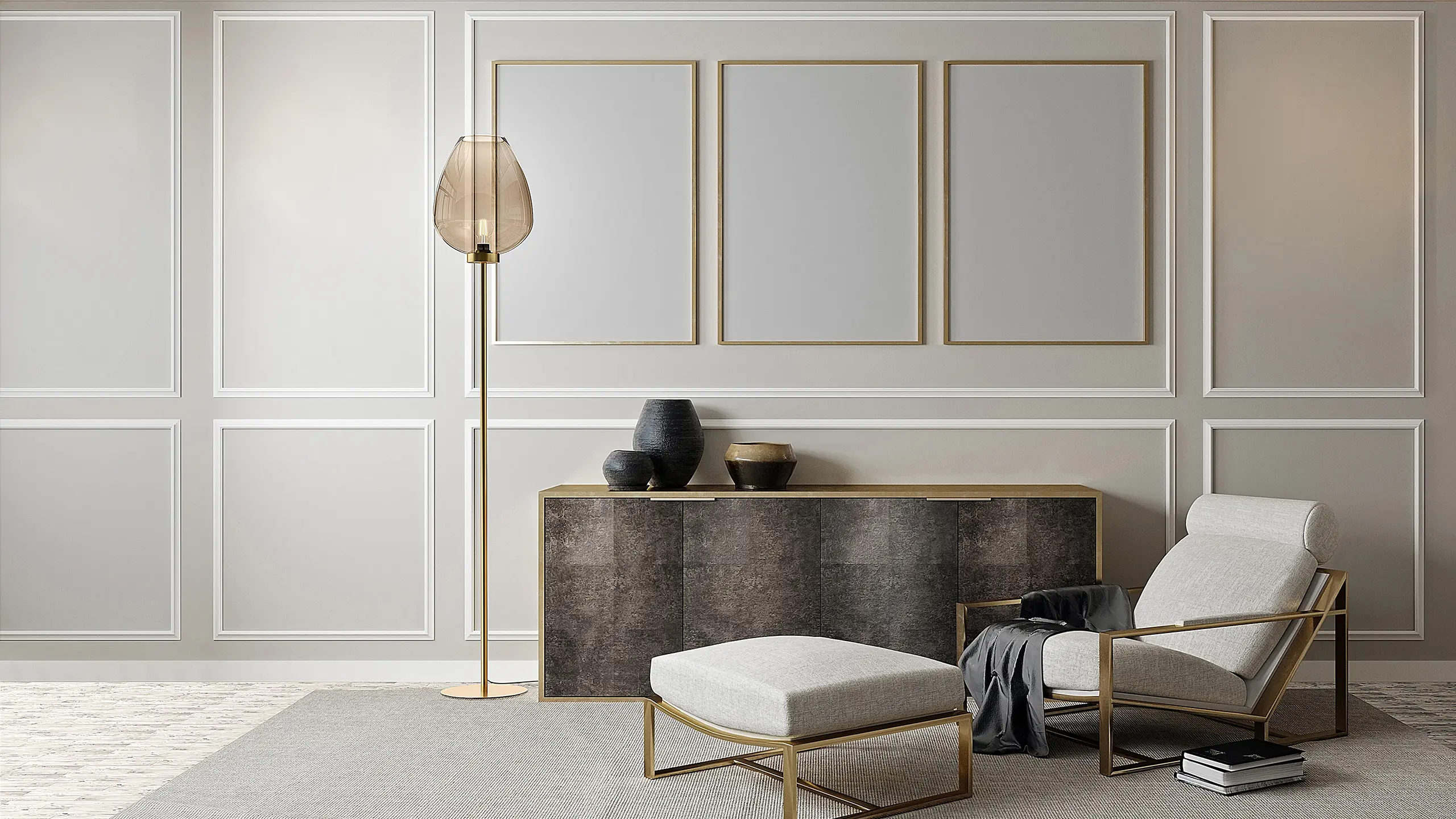 Valaisin Grönlund - Torch Floor Lamp, brass