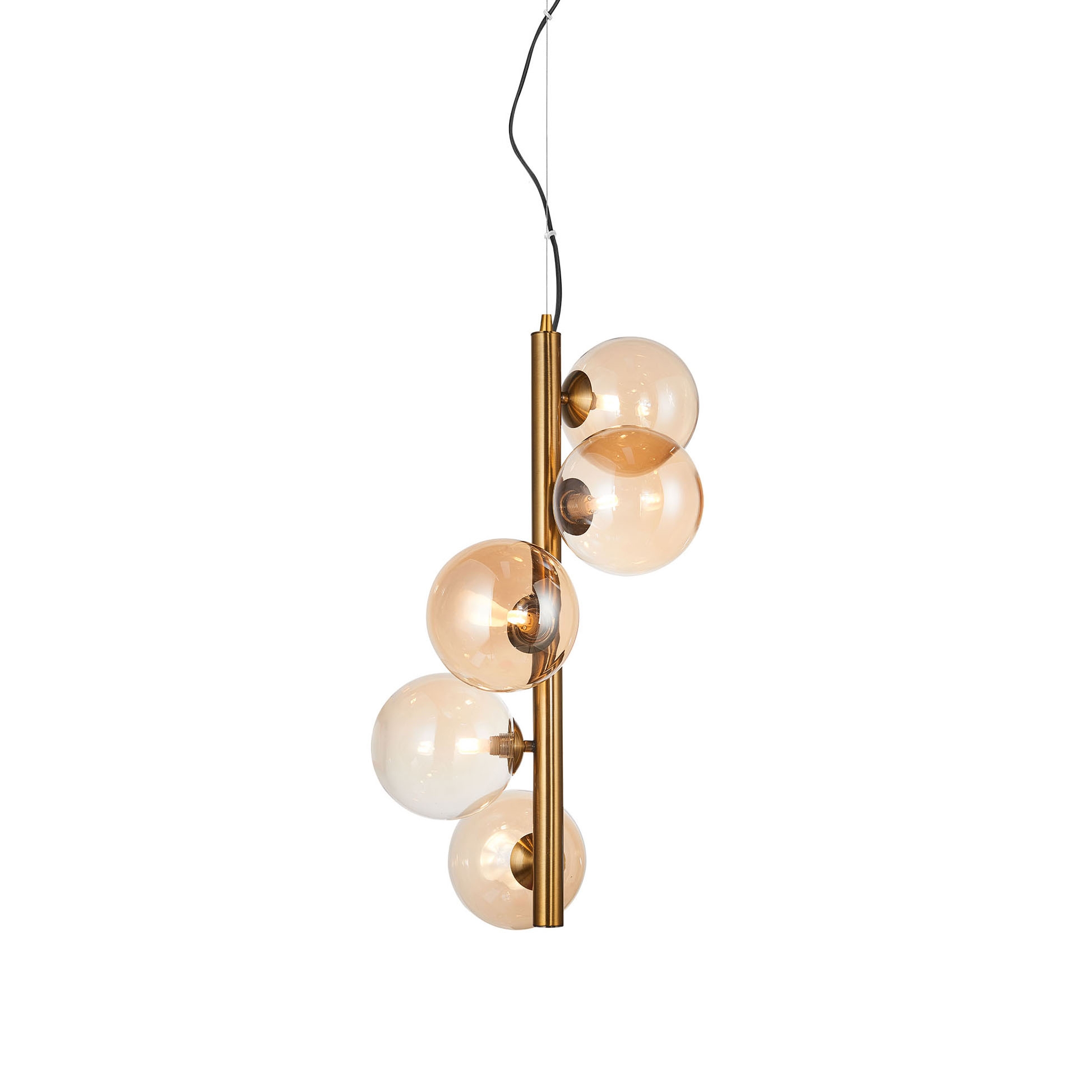 Glasgow 5 Vertical Pendant Light, brass