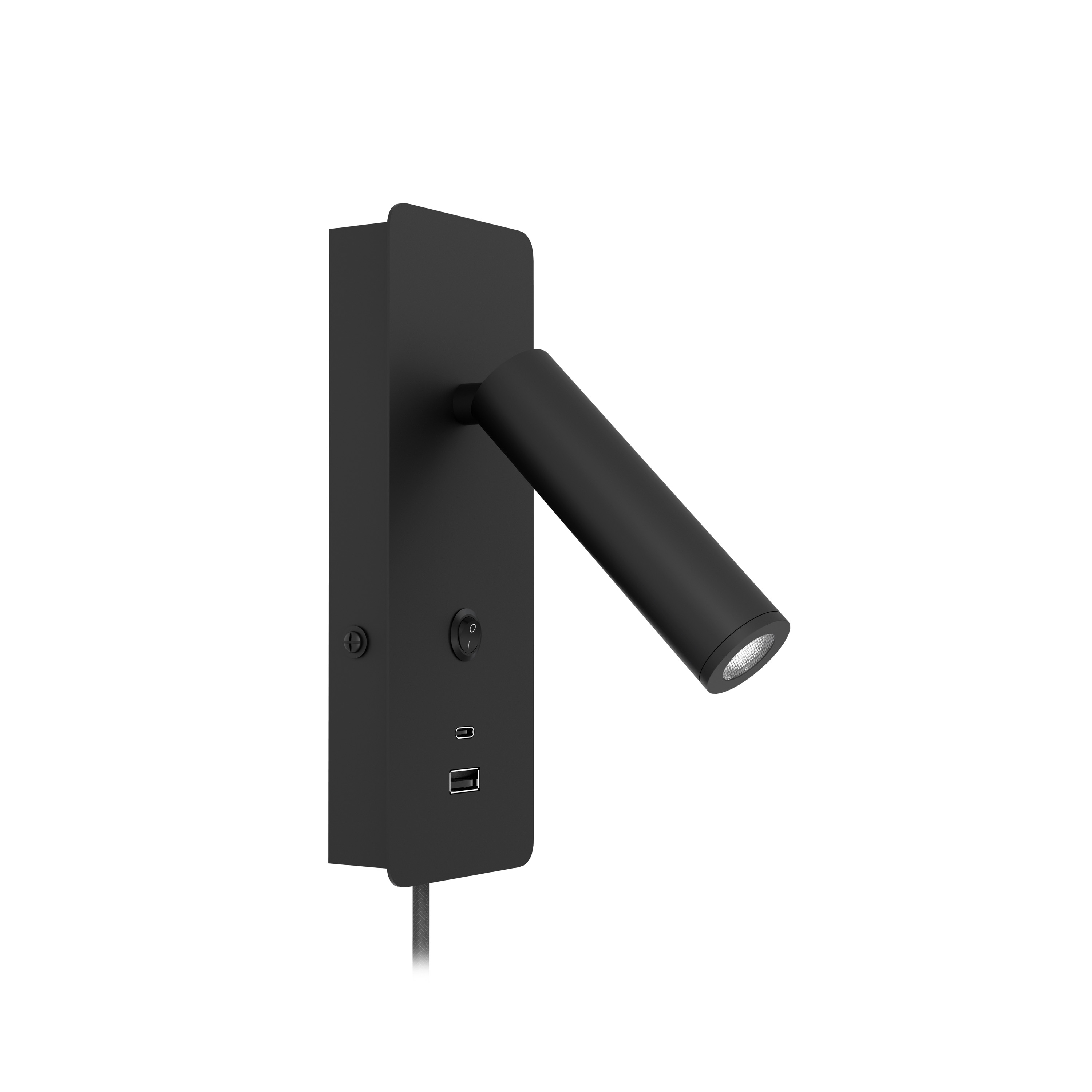 Gent USB-A+C Surface Wall Light, black