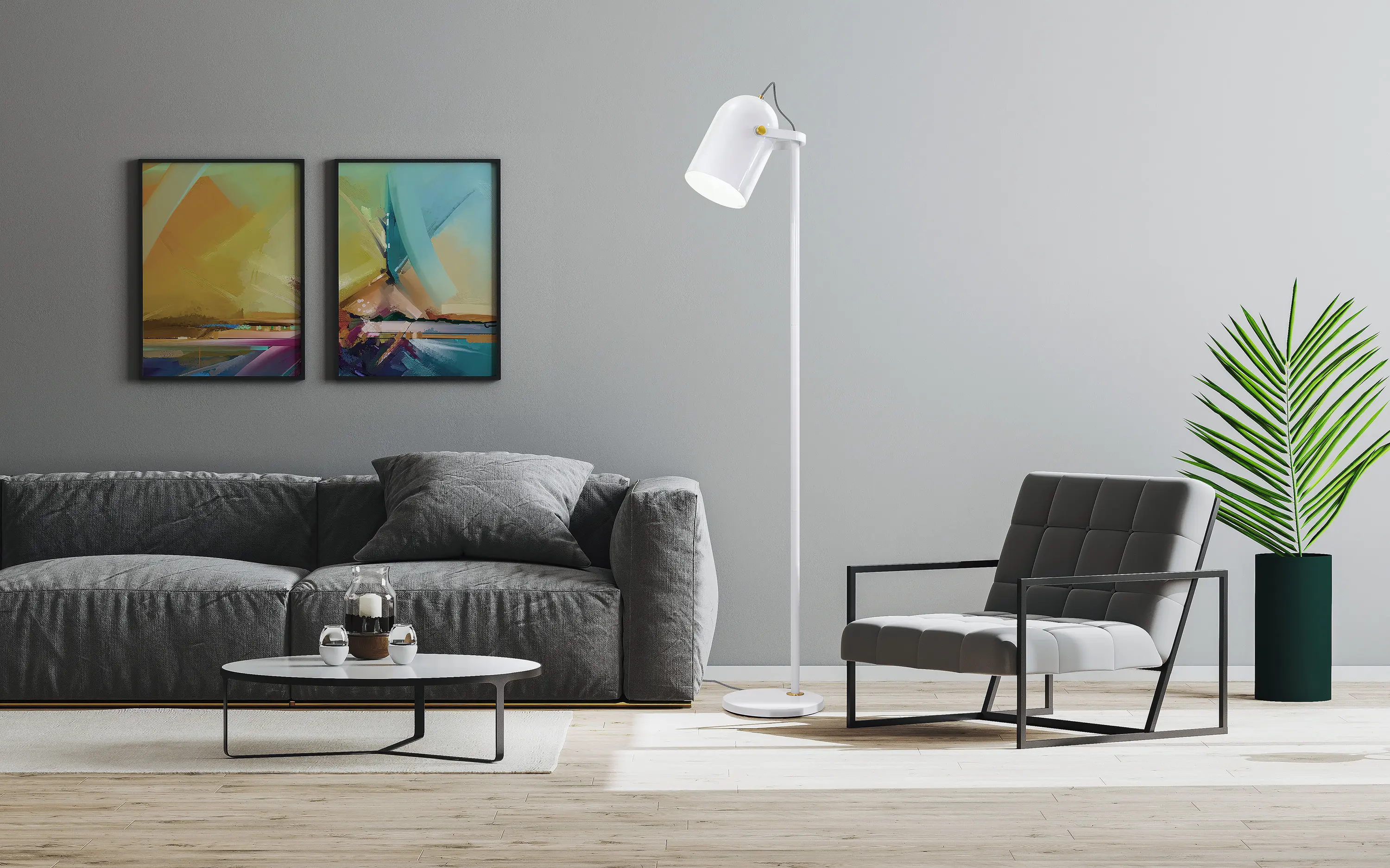 Valaisin Grönlund - Guide Lámpara de pie, blanco