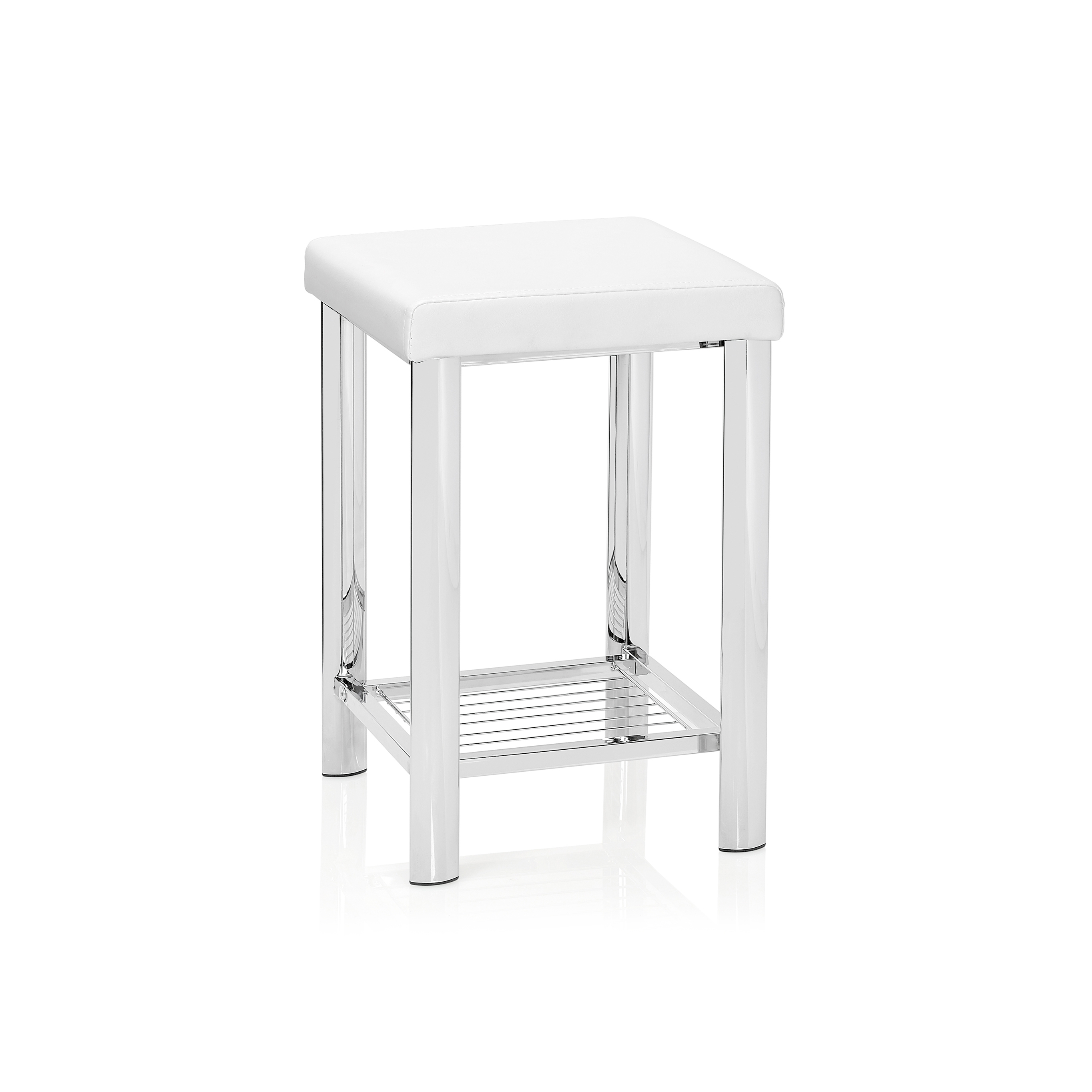Display product Stools | Chr/Wh. Leather Eff. Stool 30X30X48 from manufacturer Andrea House