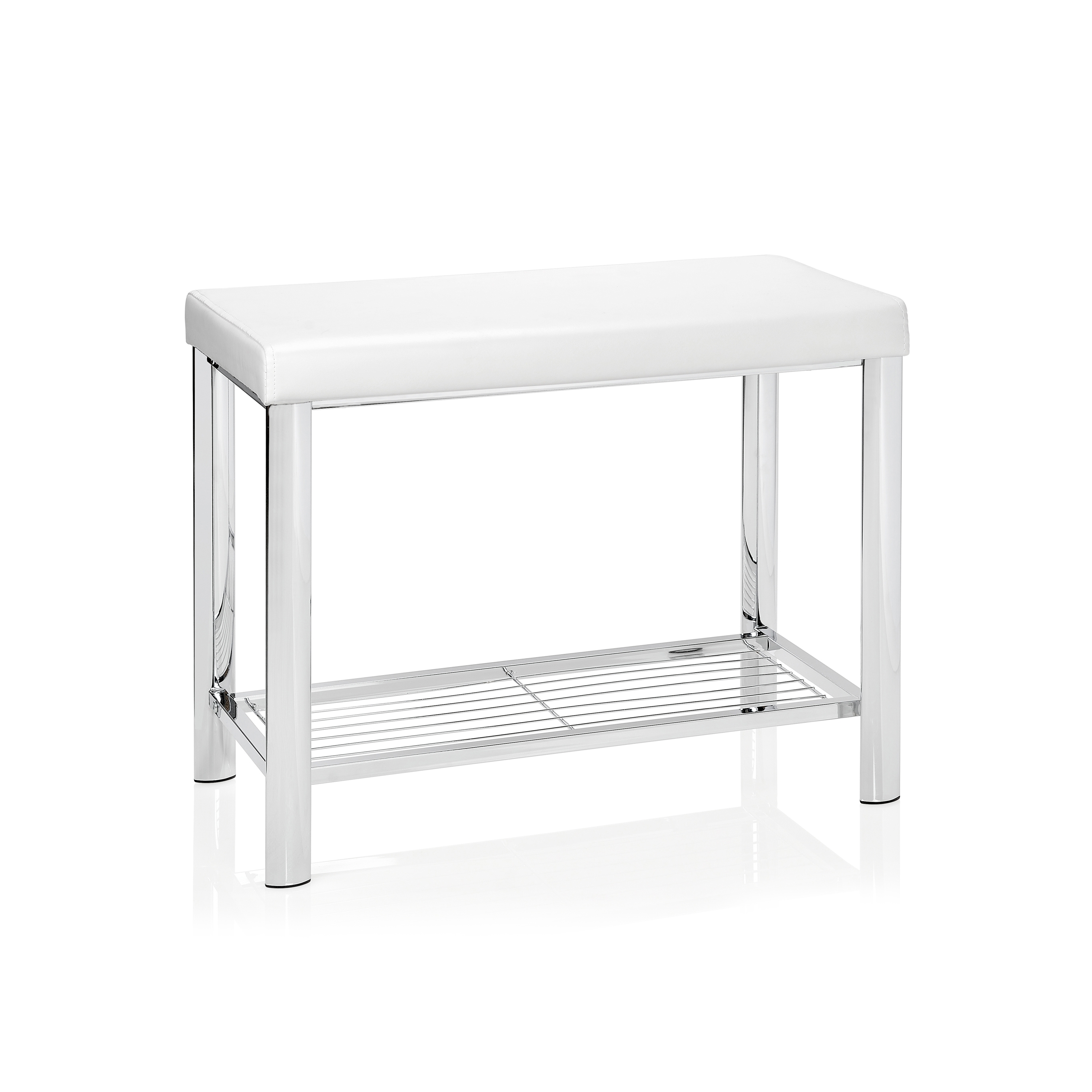 Display product Stools | Chr/Wh. Leather Eff. Stool 30X60X48 from manufacturer Andrea House