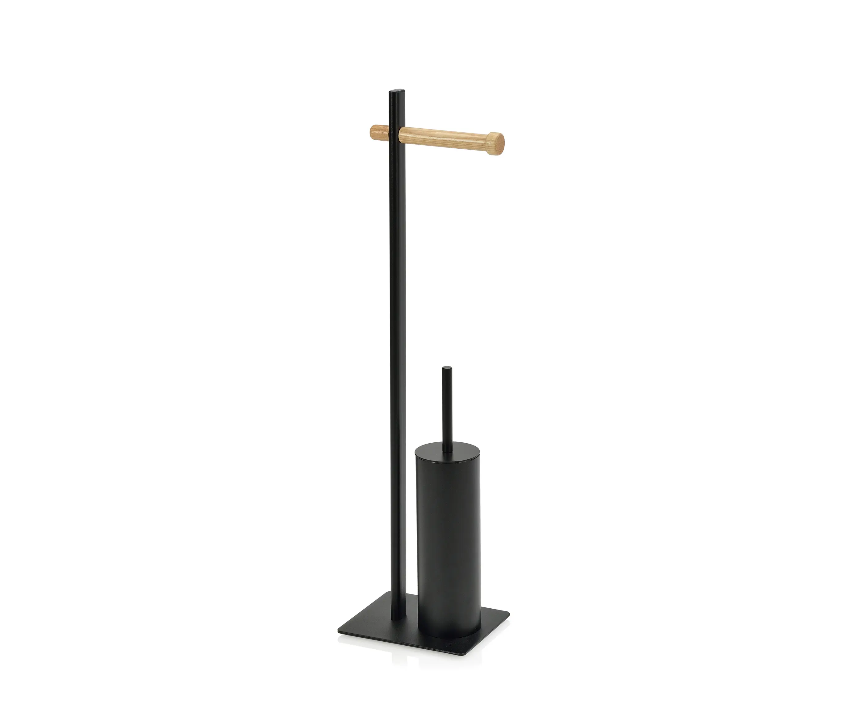Andrea House - Towel Rack and Toilet Paper and Brush | Bl. Met/Wood. Toi. Pap/Bru. Ho. 20X16X76