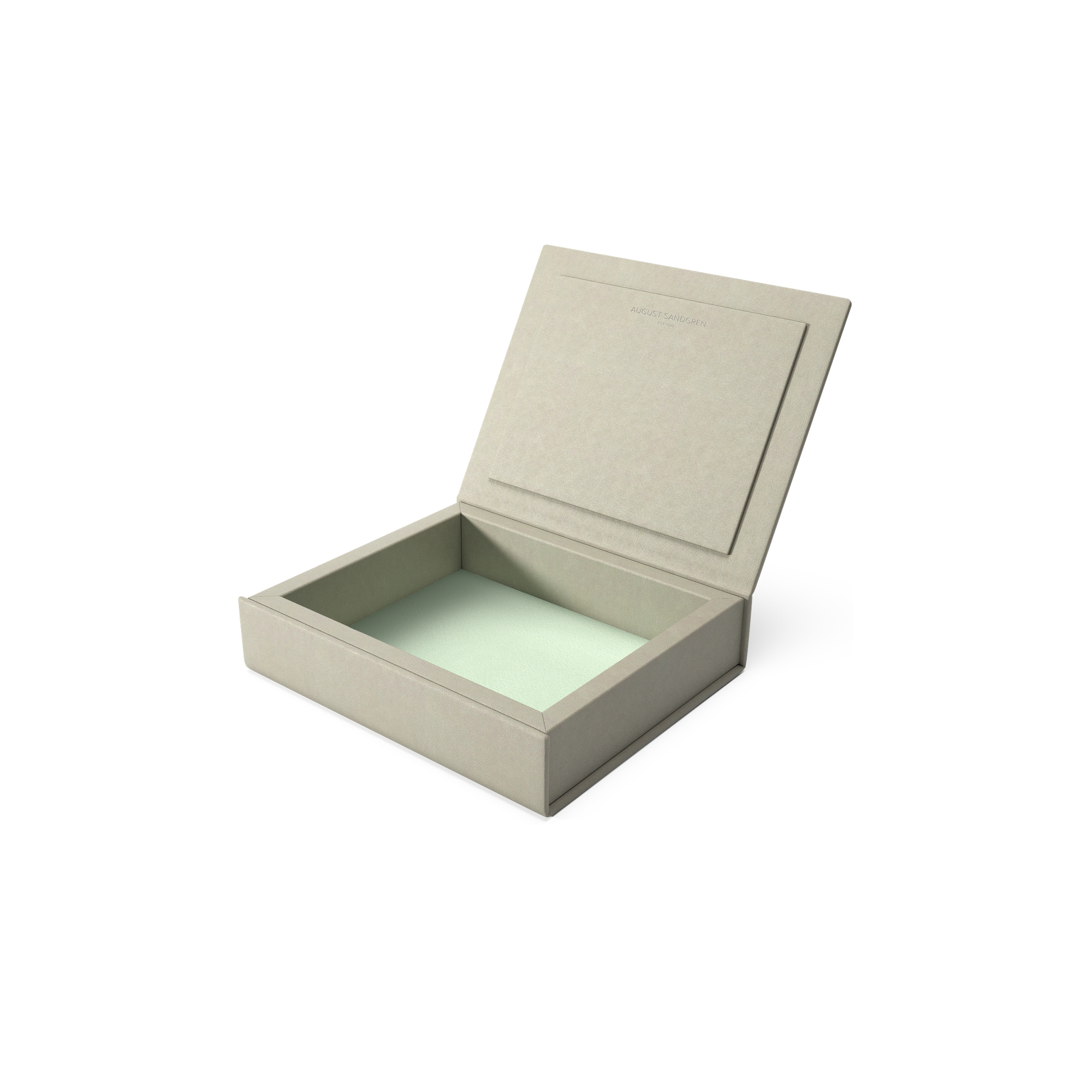 Mostra il prodotto Bookbox dusty grey and turquoise leather small del produttore August Sandgren A/S