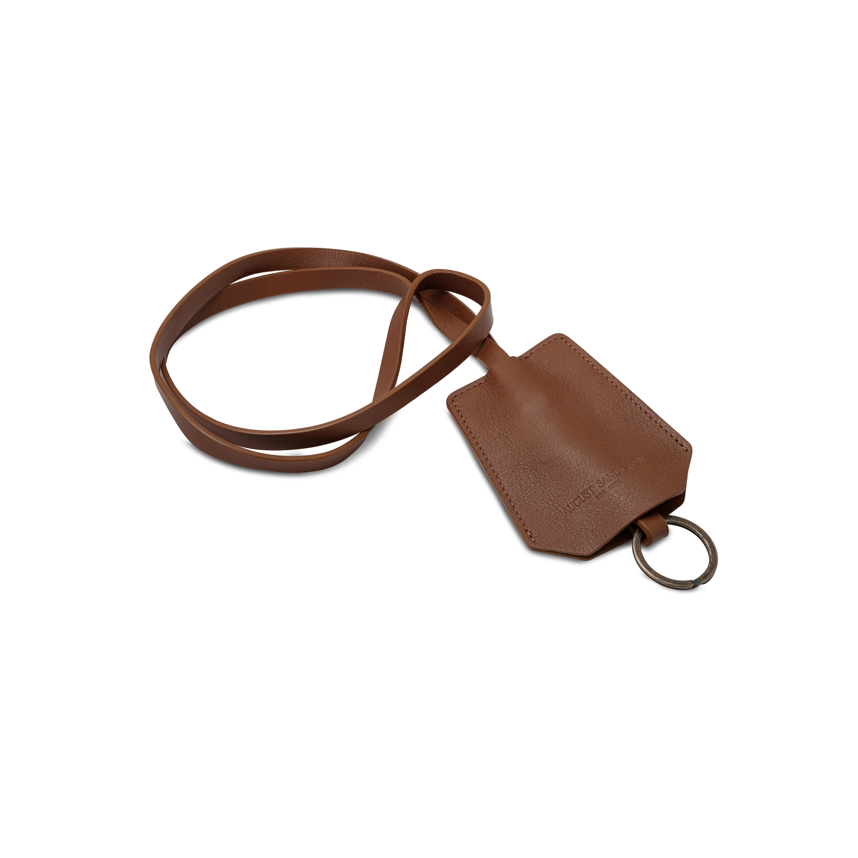 Keyring cognac leather