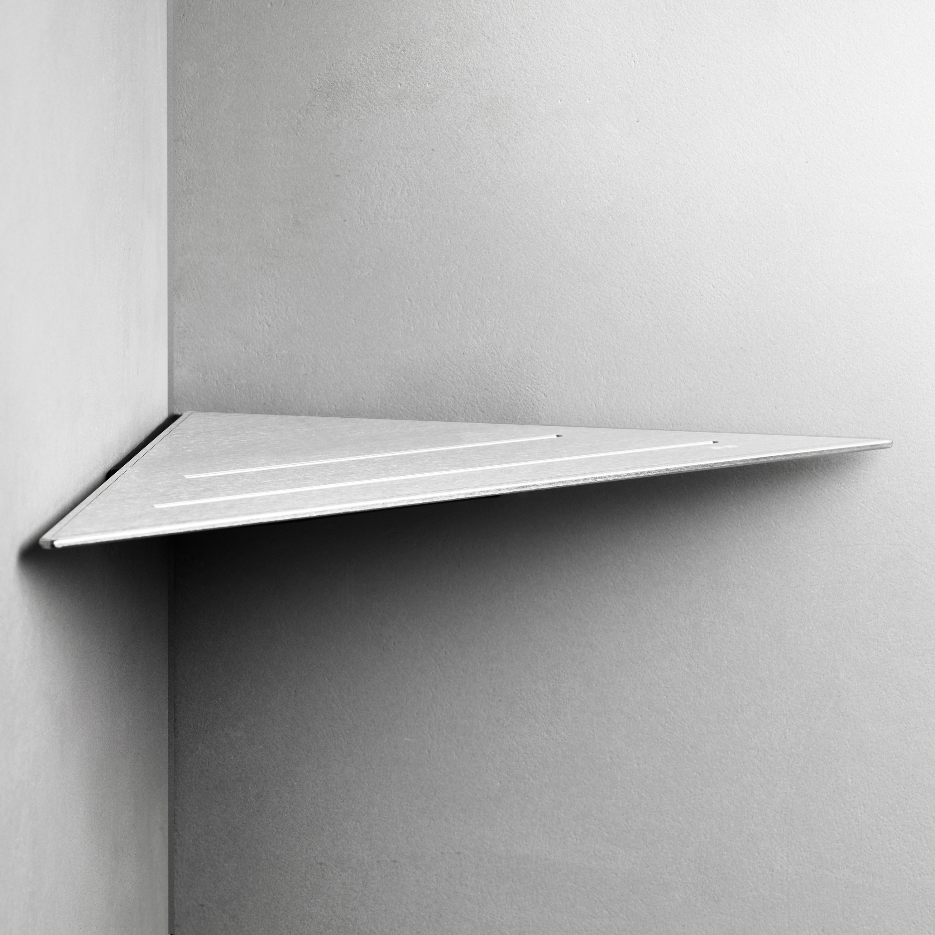 Reframe Collection | Corner shelf - brushed steel