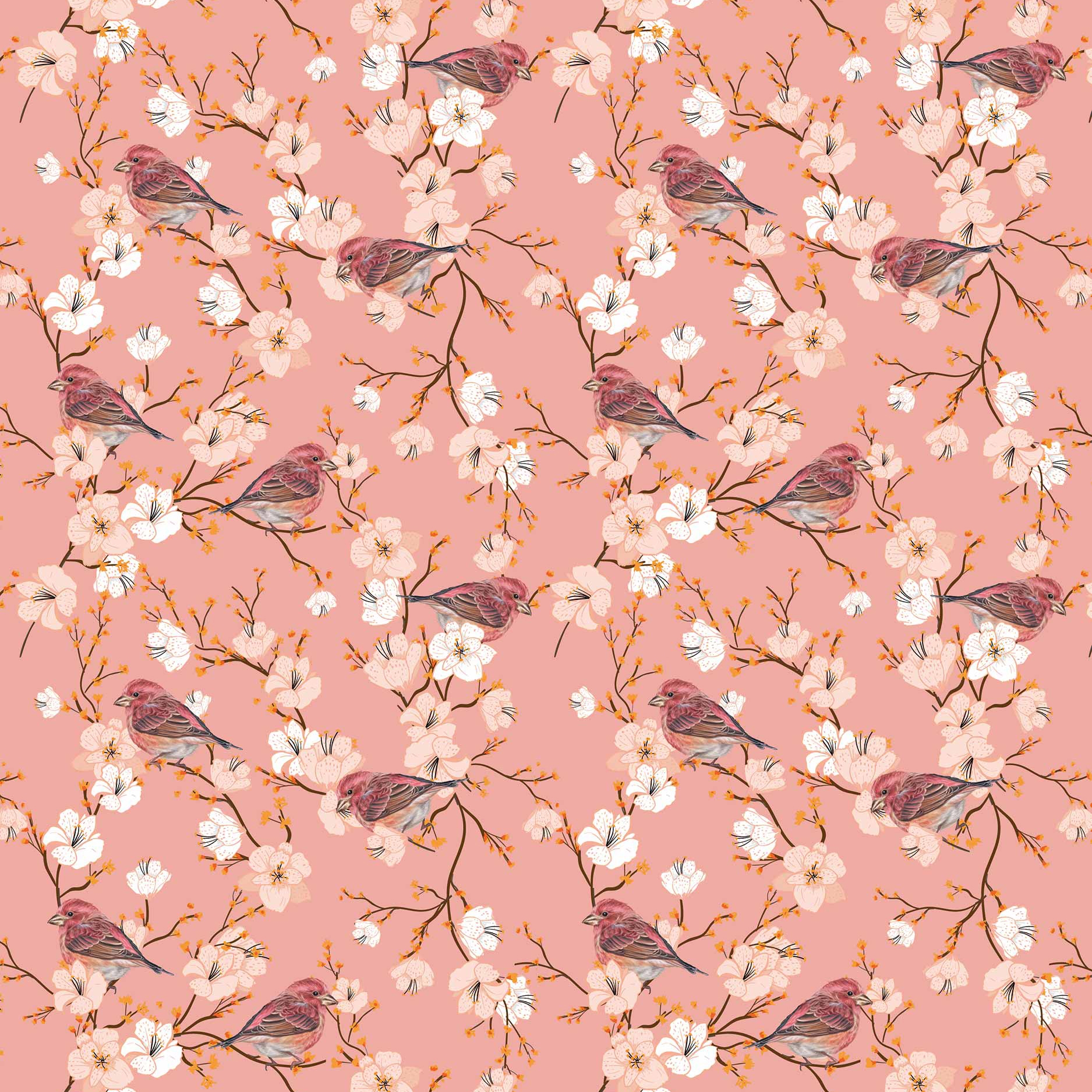 Cherry Blossom Sparrow