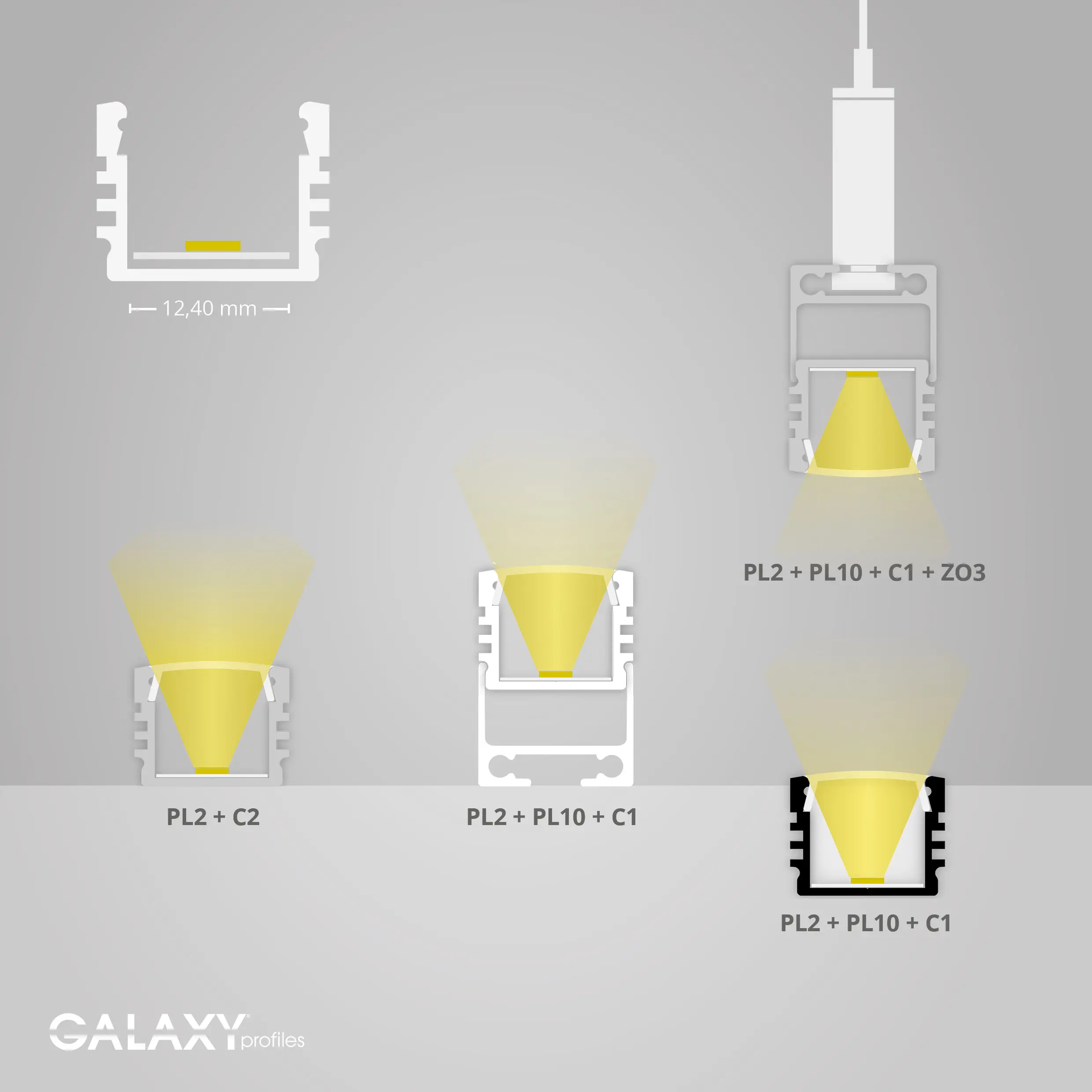 Galaxy Profiles - PL2 series | PL10.1 LED CONSTRUCTION / ASSEMBLY profile 200 cm, flat