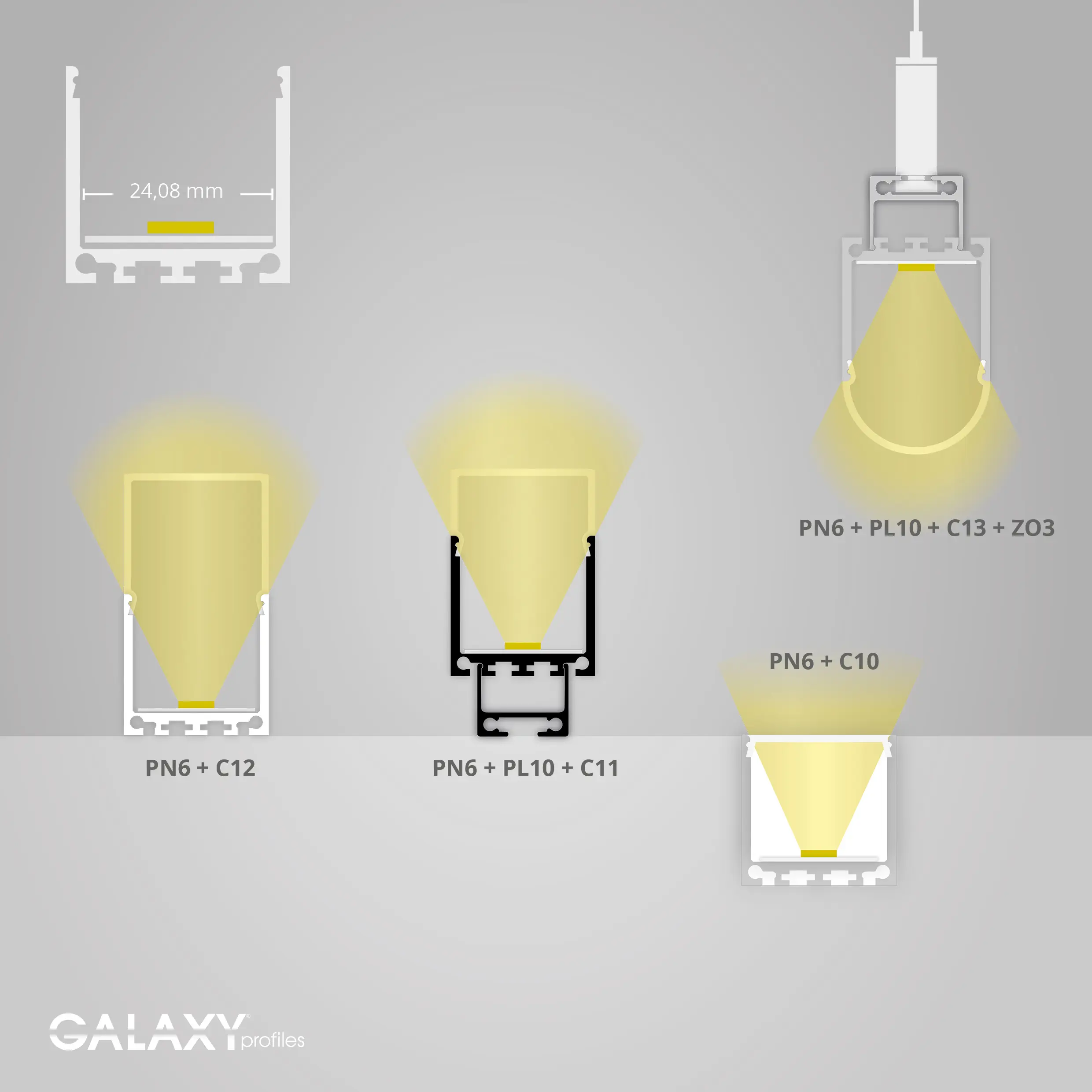 Galaxy Profiles - PN6 series | PL10.1 LED CONSTRUCTION / ASSEMBLY profile 200 cm, flat