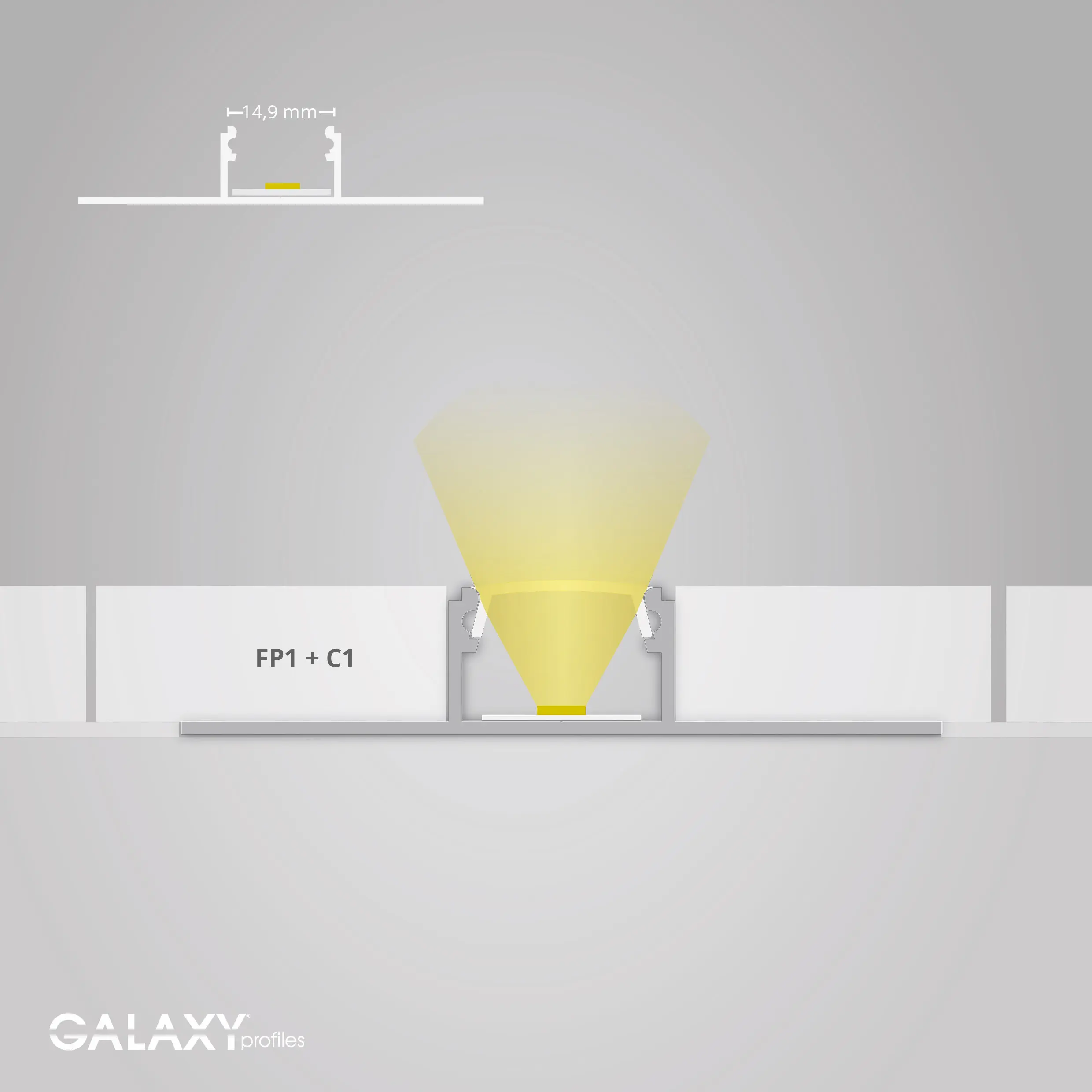 Galaxy Profiles - FP1 series | FP1 LED tile profile MIDDLE 200 cm