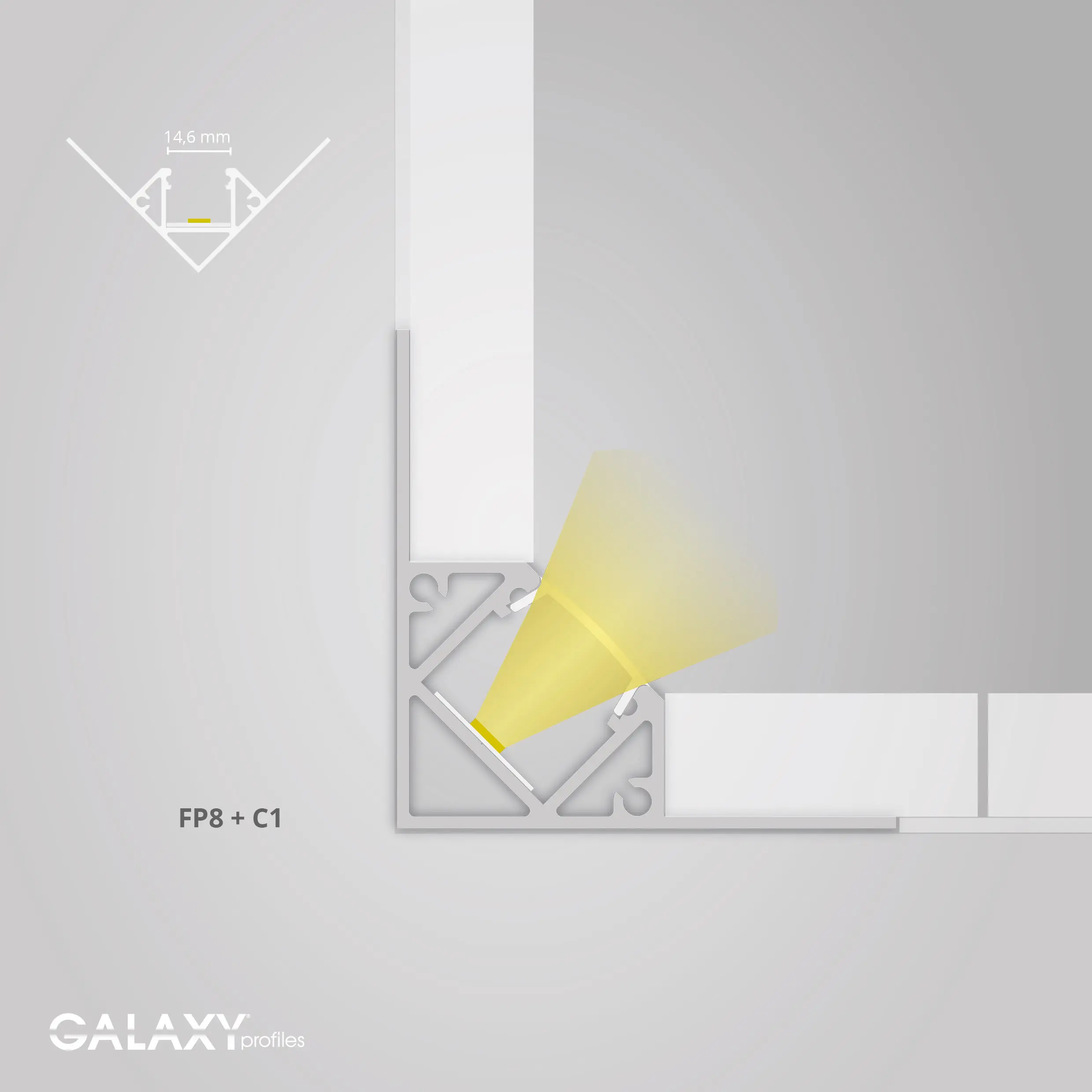 Galaxy Profiles - FP8 series | FP8 LED tile profile INNER CORNER 200 cm