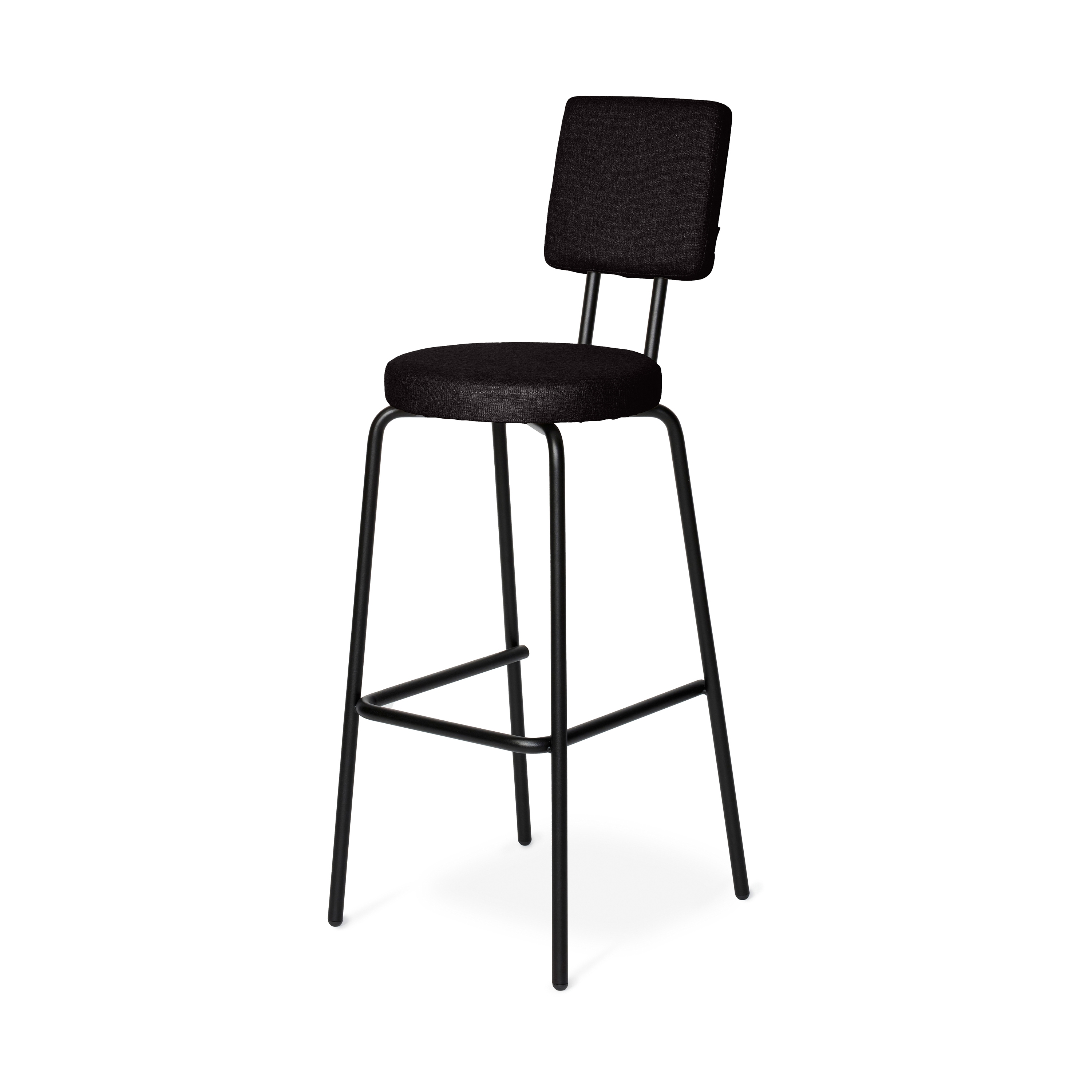 Option Bar Black, 65cm, Round seat, square backrest